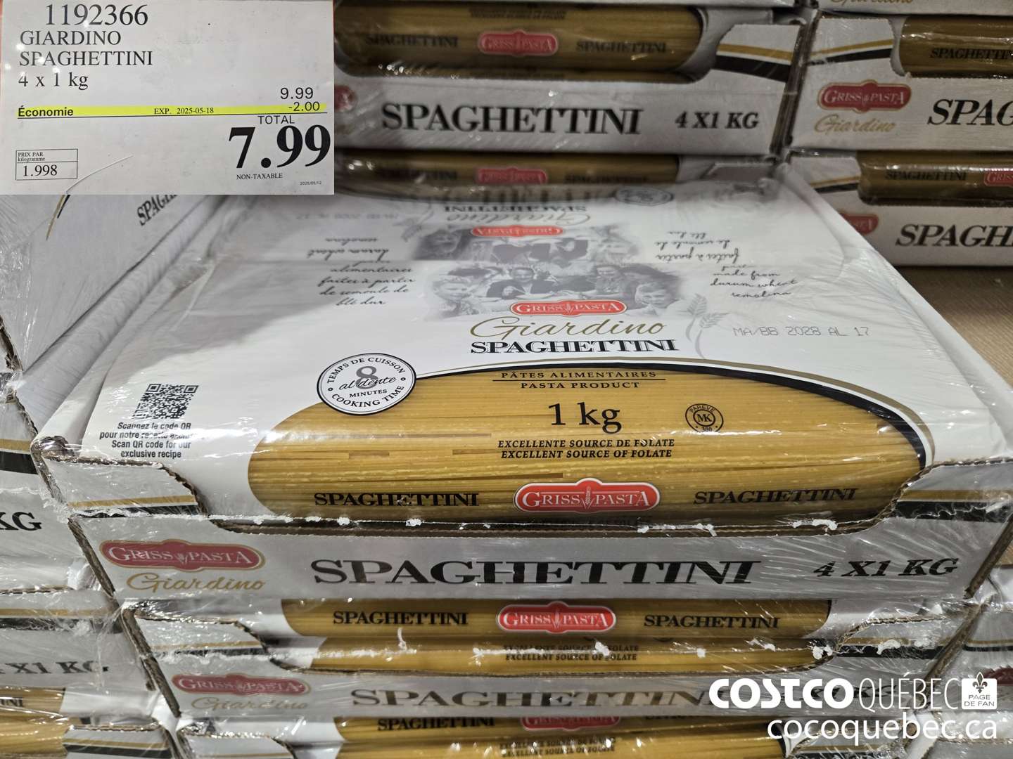 1192366 GIARDINO SPAGHETTINI 4x1lkg ($2.00 INSTANT SAVINGS EXPIRES ON 2025-05-18) $7.99