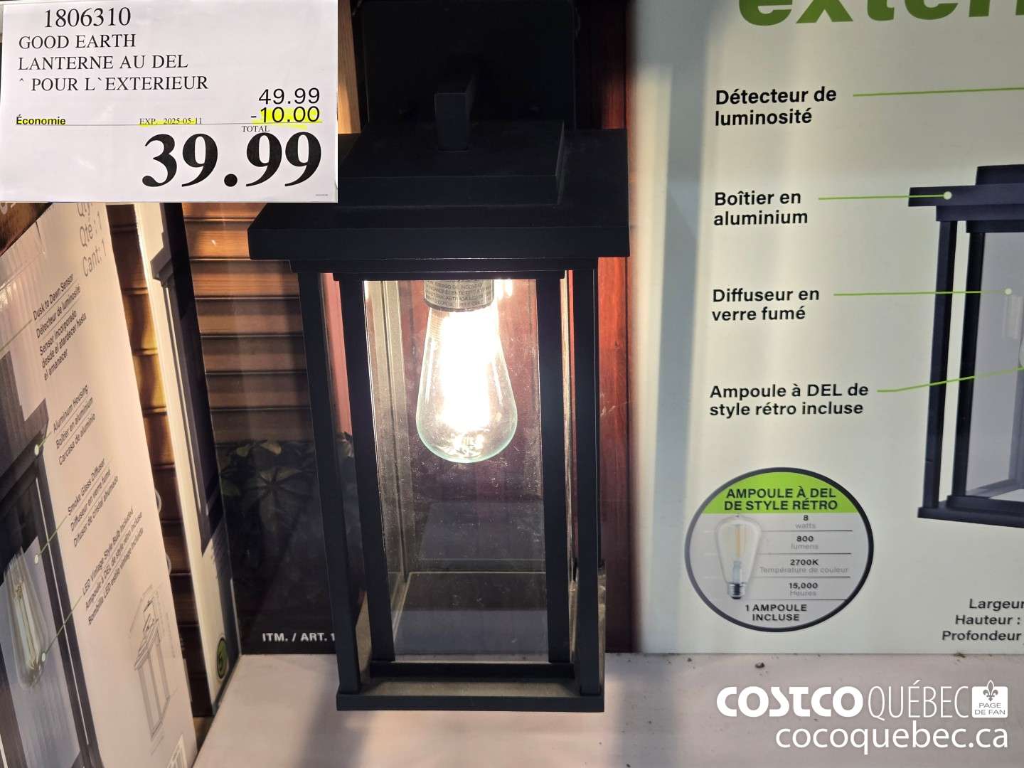 1806310 GOOD EARTH LANTERNE AU DEL * POUR L*EXTERIEUR  ($10.00 INSTANT SAVINGS EXPIRES ON 2025-05-11) $39.99