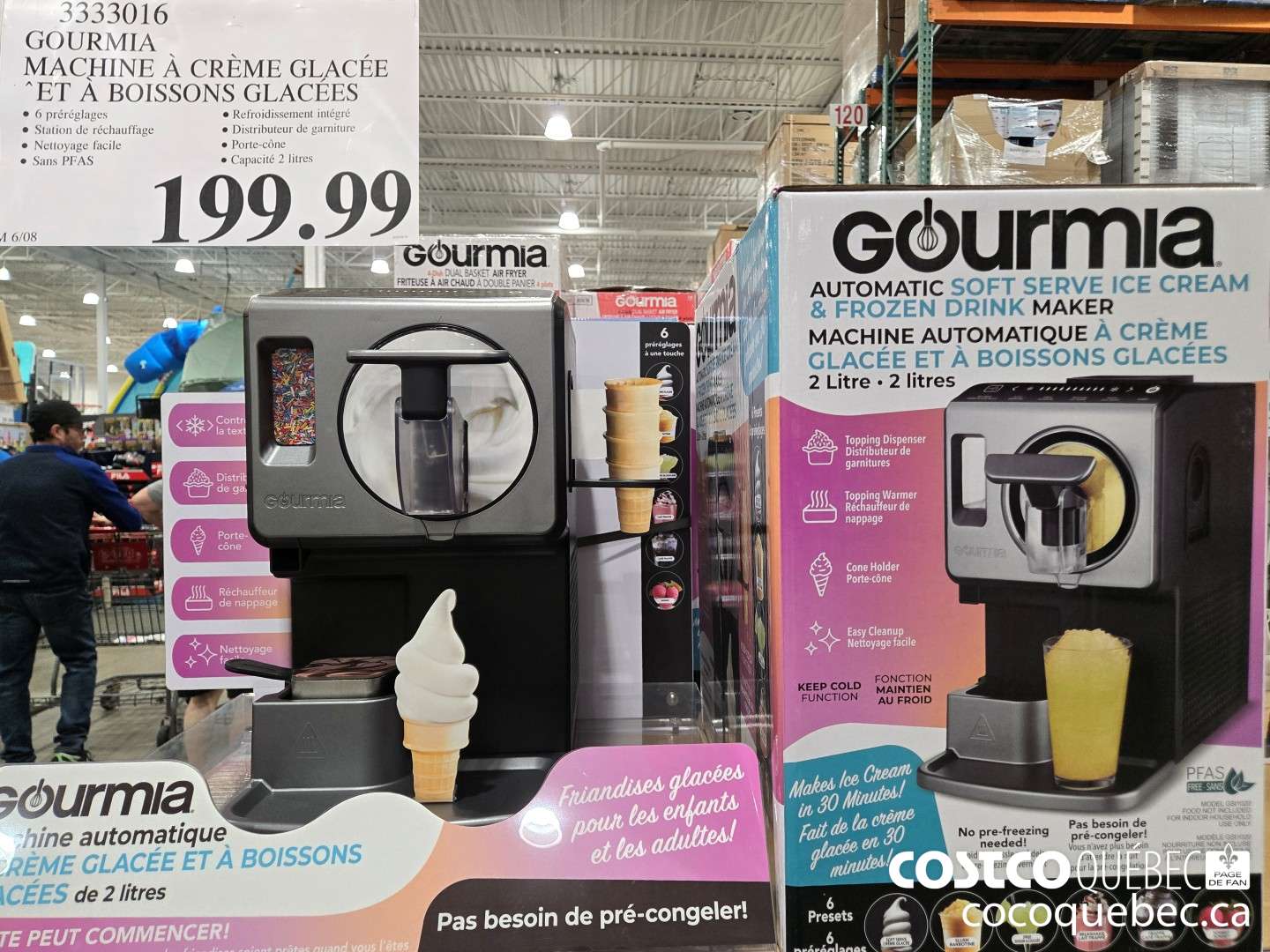 3333016 GOURMIA MACHINE A CREME GLACEE ET A BOISSONS GLACEES  $199.99