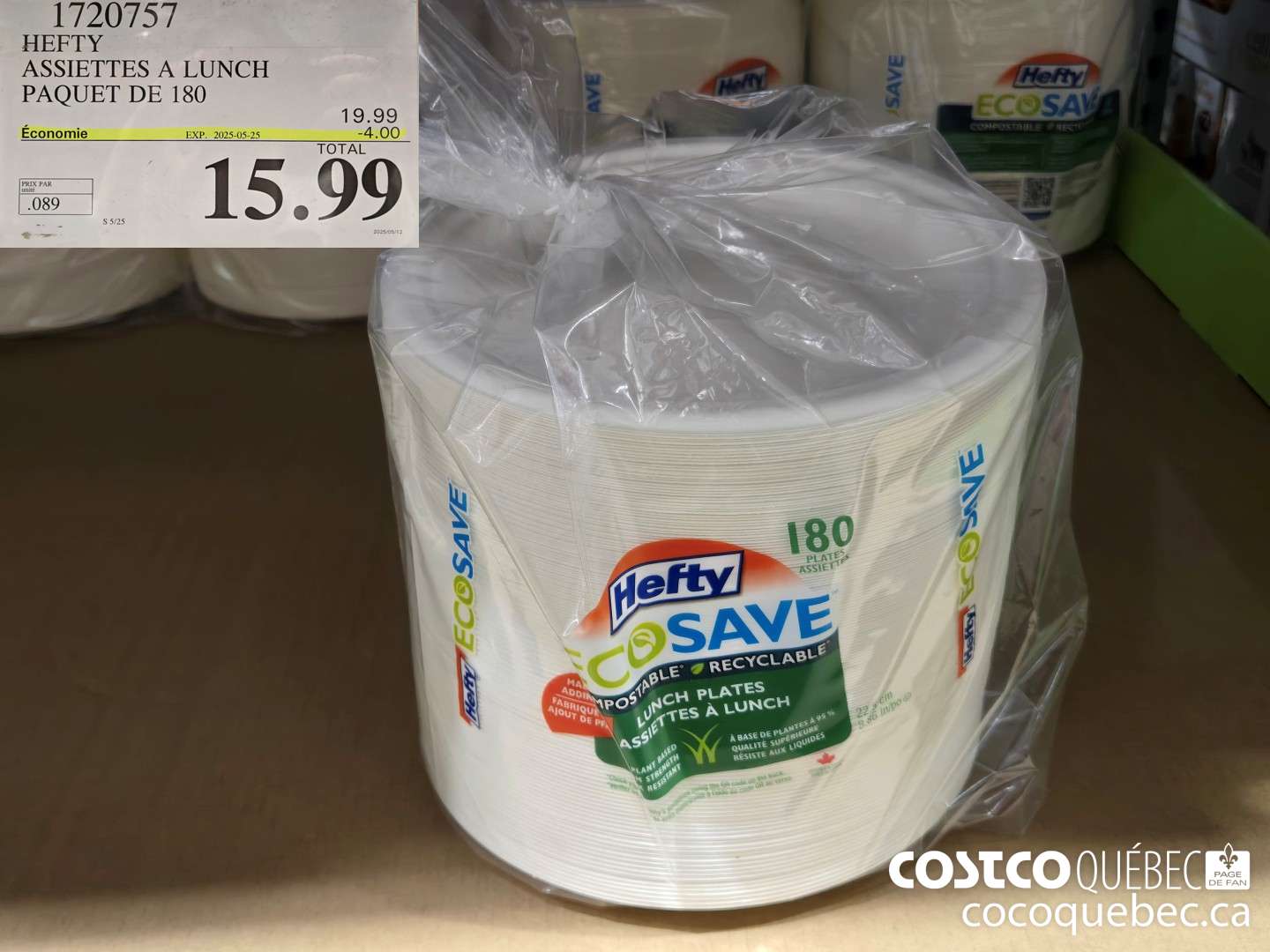 1720757 HEFTY ASSIETTES A LUNCH PAQUET DE 180 4.00 OFF (EXPIRES ON 2025-05-25) $15.99