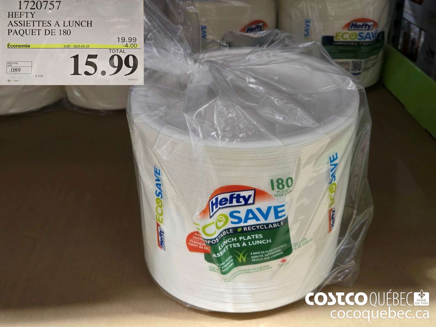 1720757 HEFTY ASSIETTES A LUNCH PAQUET DE 180 4.00 OFF (EXPIRES ON 2025-05-25) $15.99