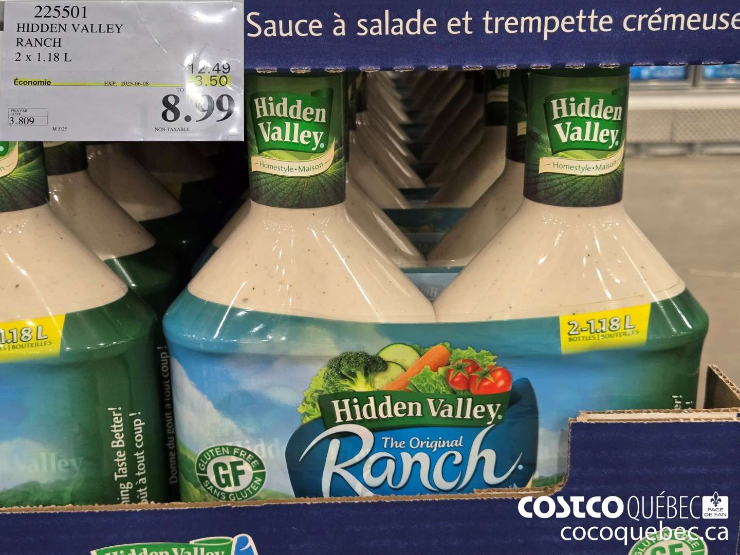 225501 HIDDEN VALLEY RANCH SAUCE A SALADE 2x 1.18L  ($3.50 INSTANT SAVINGS EXPIRES ON 2025-06-08) $8.99