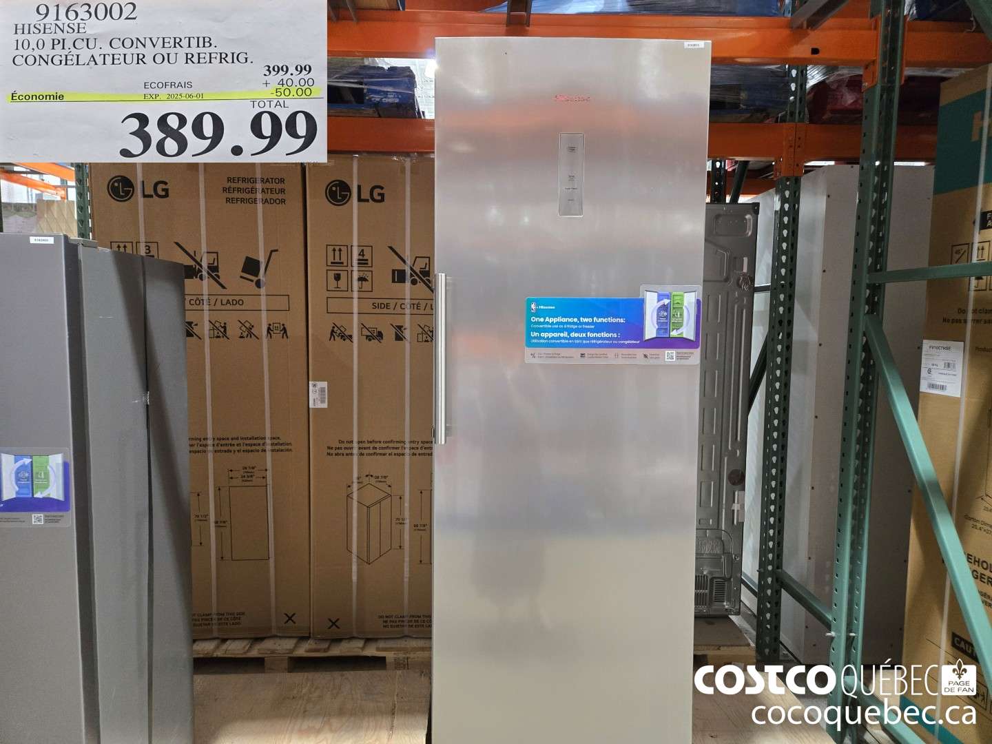 9163002 HISENSE 10,0 Pi CONVERTIBLE CONGELATEUR OU FRIGO  ($50.00 INSTANT SAVINGS EXPIRES ON 2025-06-01) $389.99