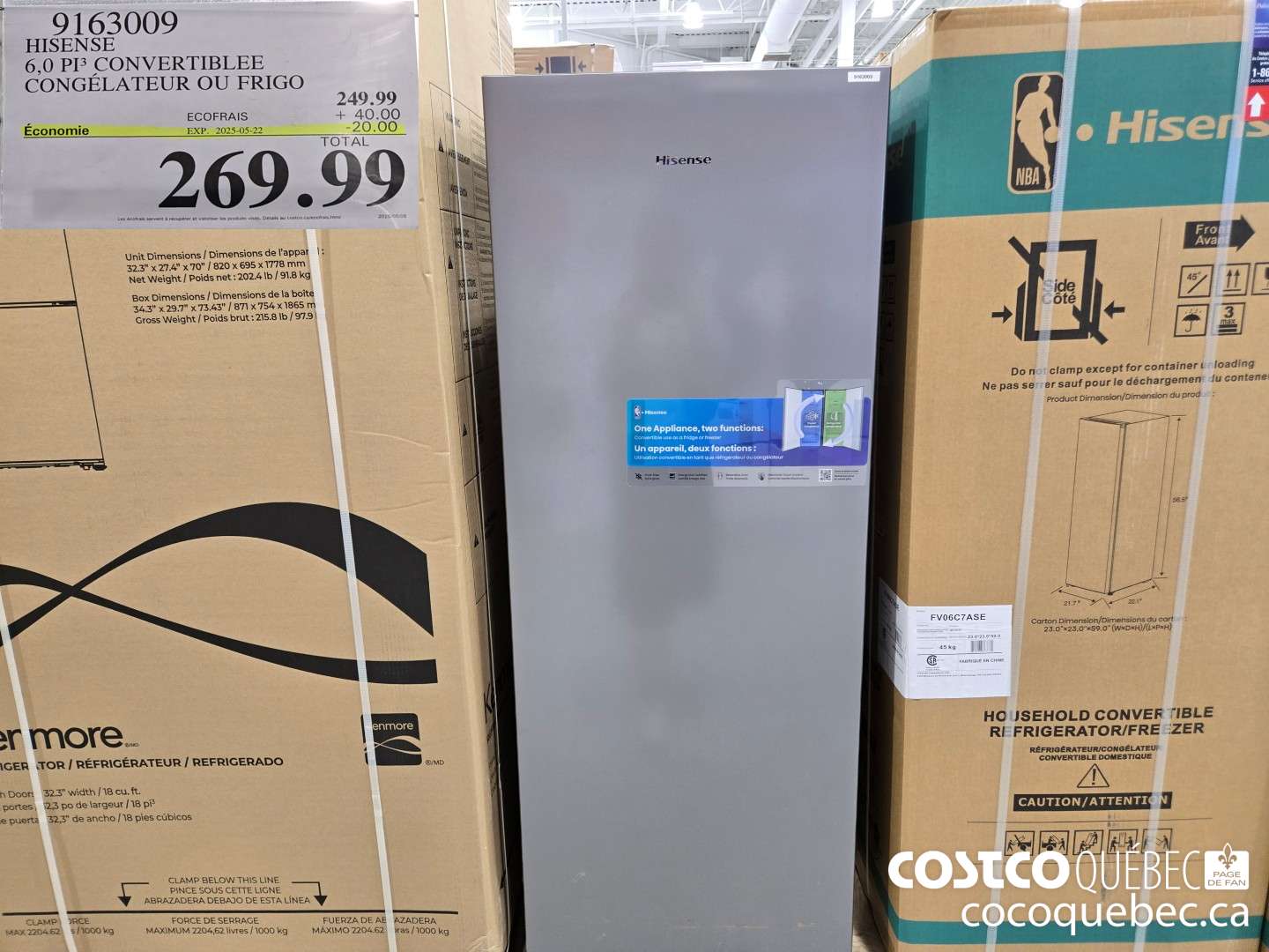 9163009 HISENSE 6,0 PI? CONVERTIBLEE CONGELATEUR OU FRIGO  ($20.00 INSTANT SAVINGS EXPIRES ON 2025-05-11) $269.99