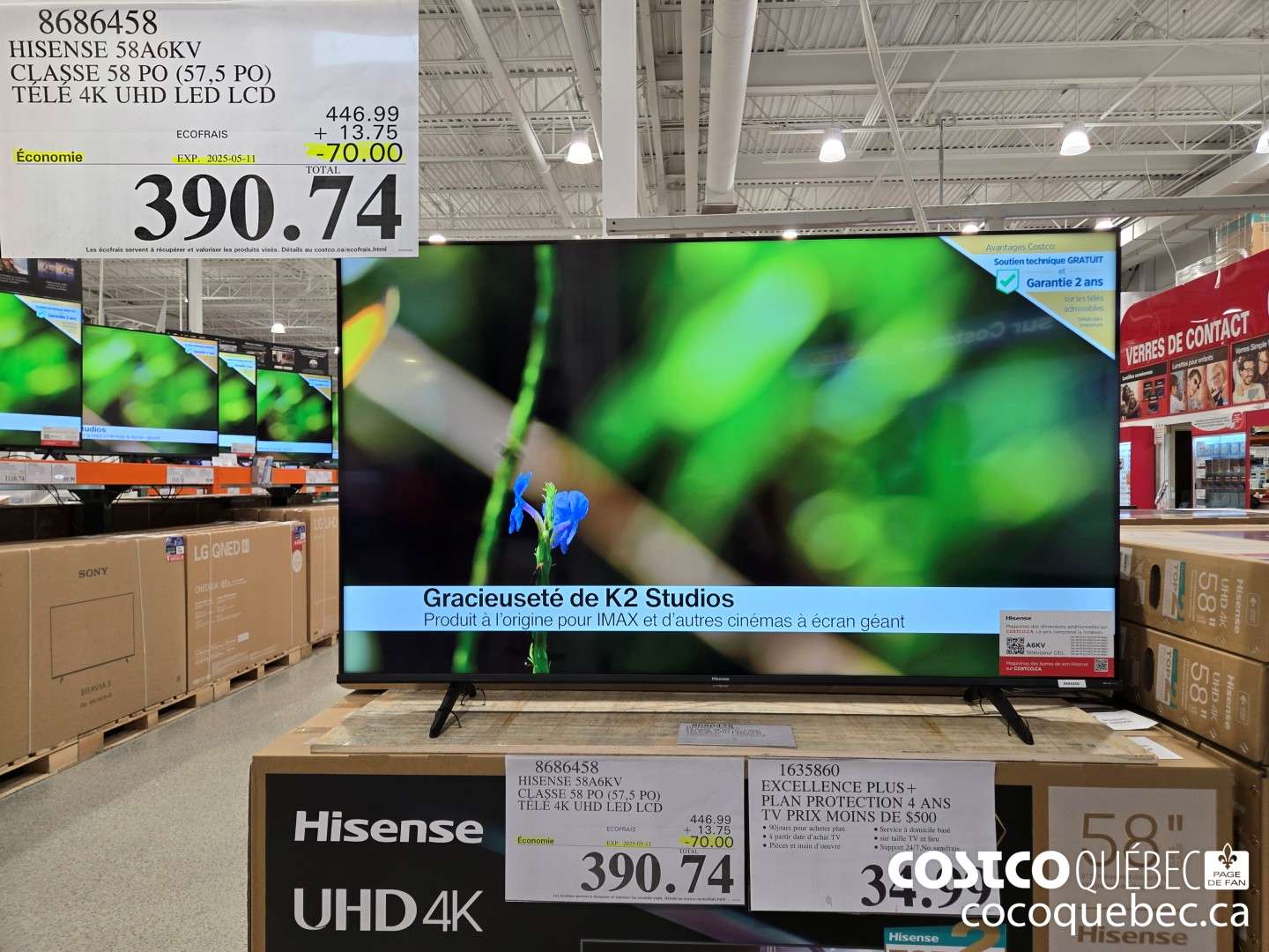 8686458 HISENSE CLASSE 58 PO (57,5 PO) ($70.00 INSTANT SAVINGS EXPIRES ON 2025-05-11) $390.74