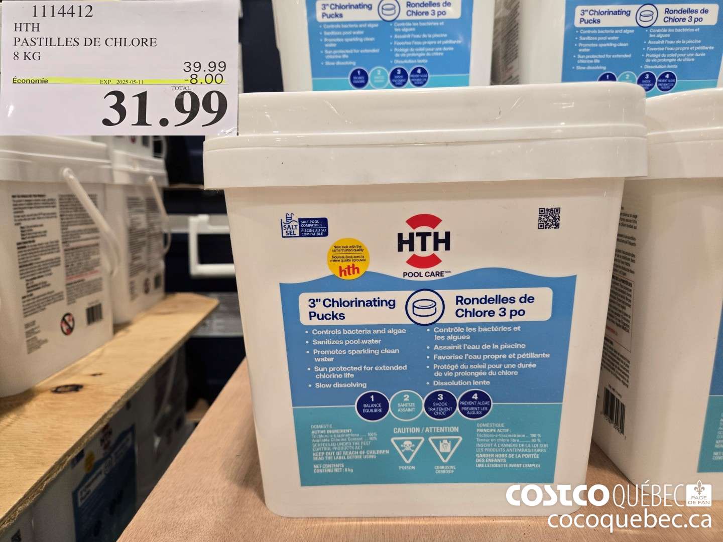 1114412 HTH PASTILLES DE CHLORE 8 KG  ($8.00 INSTANT SAVINGS EXPIRES ON 2025-05-11) $31.99