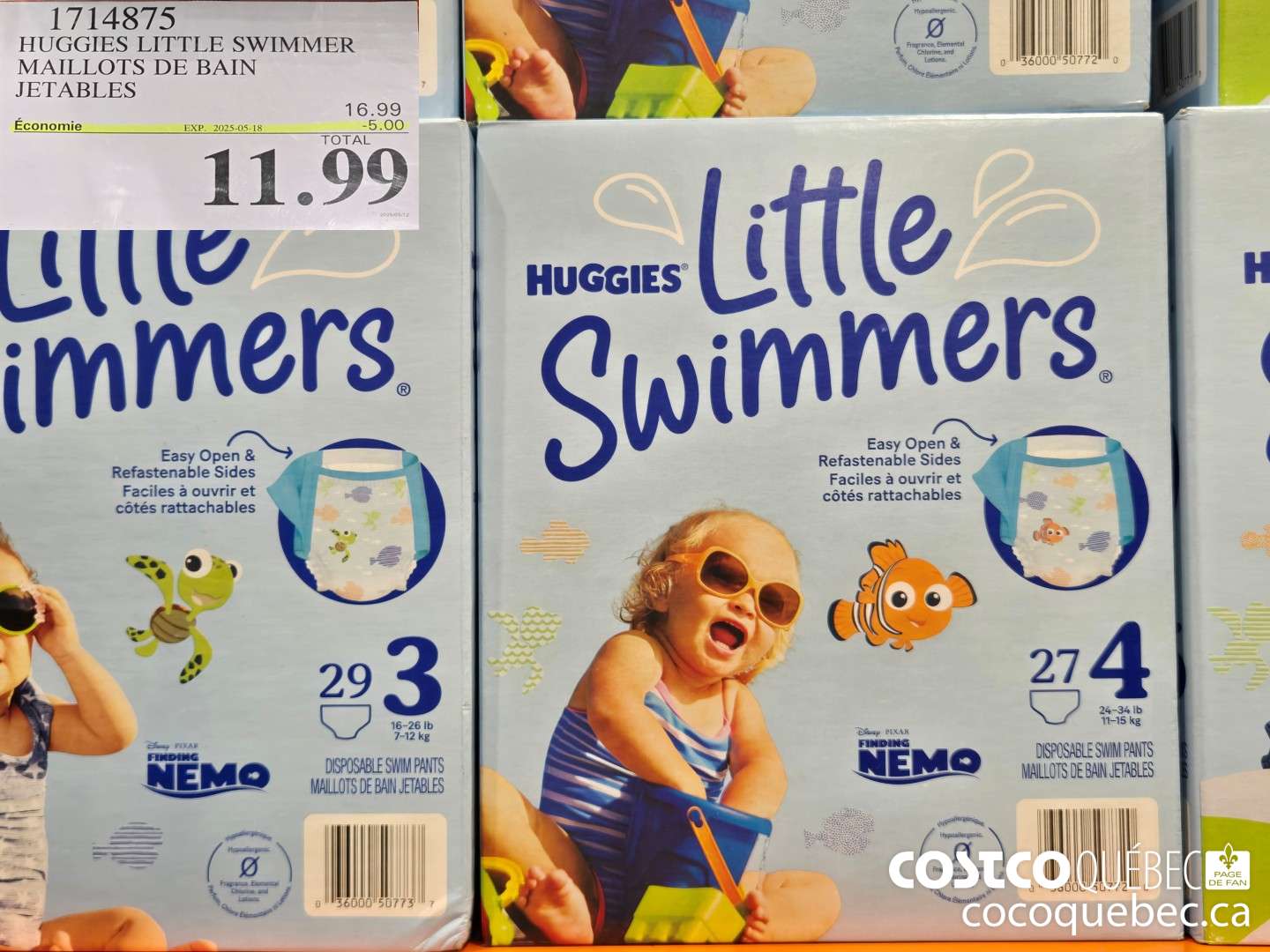 1714875 HUGGIES LITTLE SWIMMER | MAILLOTS DE BAIN JETABLES  ($5.00 INSTANT SAVINGS EXPIRES ON 2025-05-18) $11.99