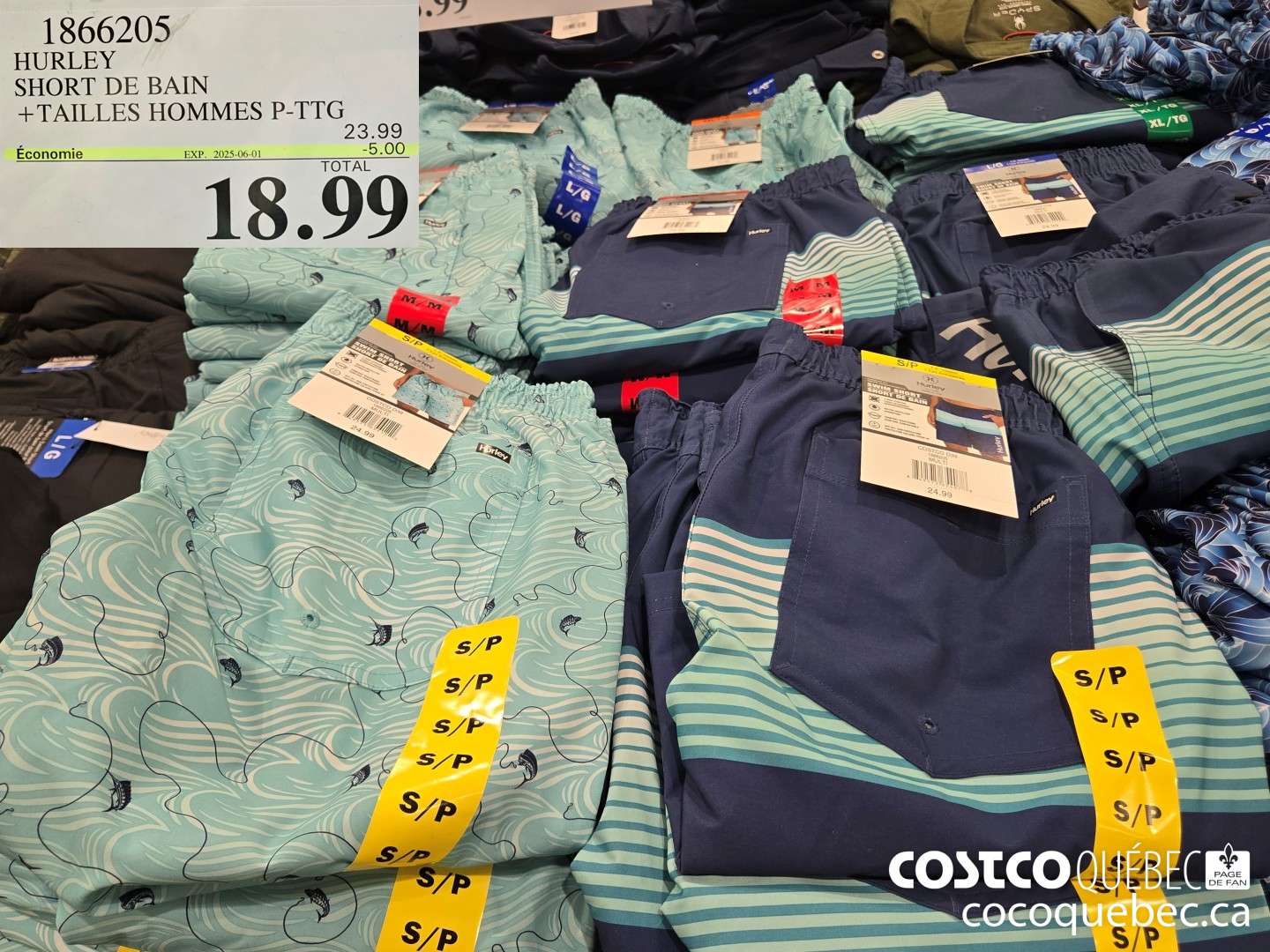 1866205 HURLEY SHORT DE BAIN +TAILLES HOMMES P- aS.  ($5.00 INSTANT SAVINGS EXPIRES ON 2025-06-01) $18.99