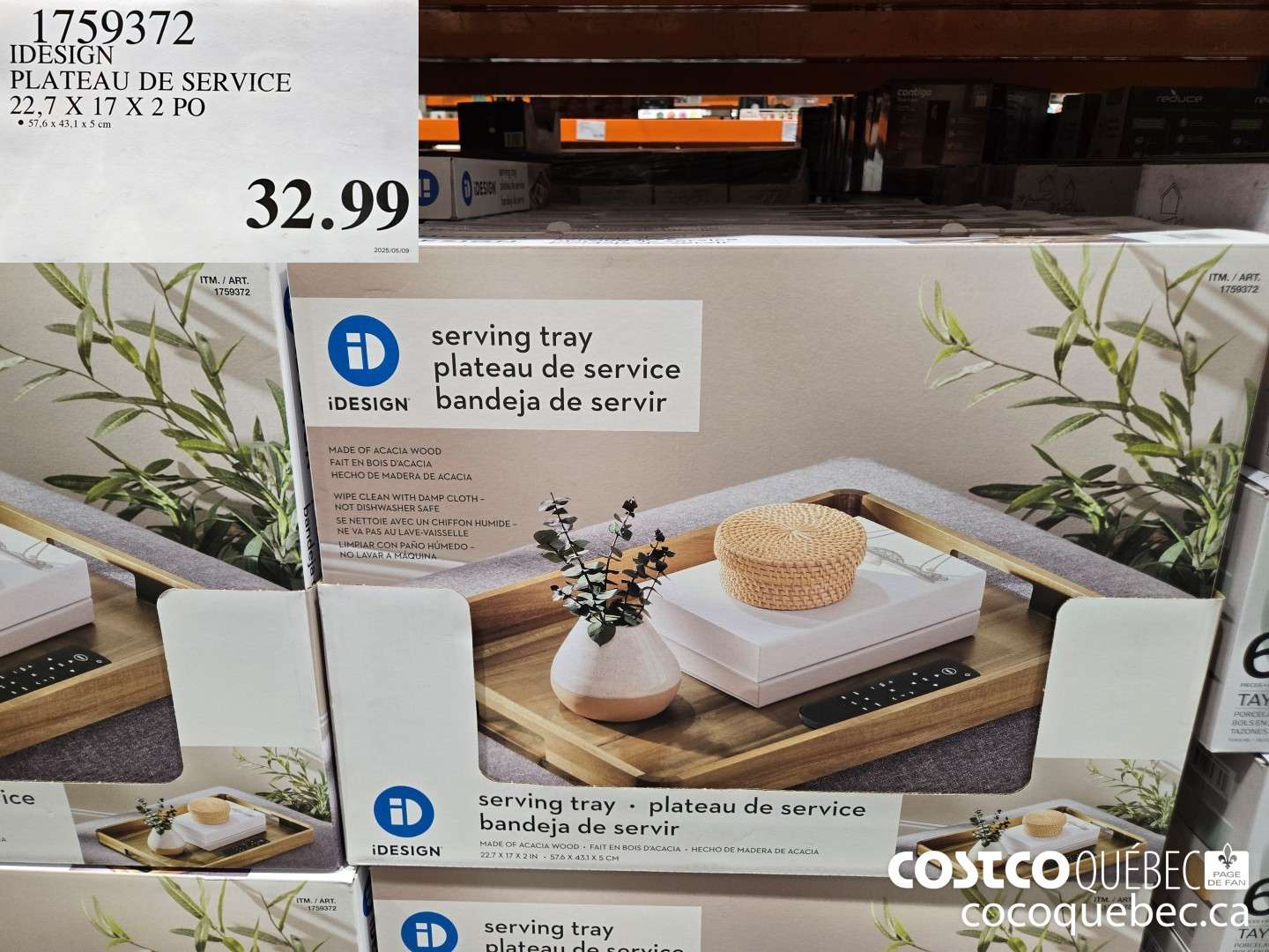 159372 IDESIGN PLATEAU DE SERVICE 22.1 X 17 X2 PO  $32.99