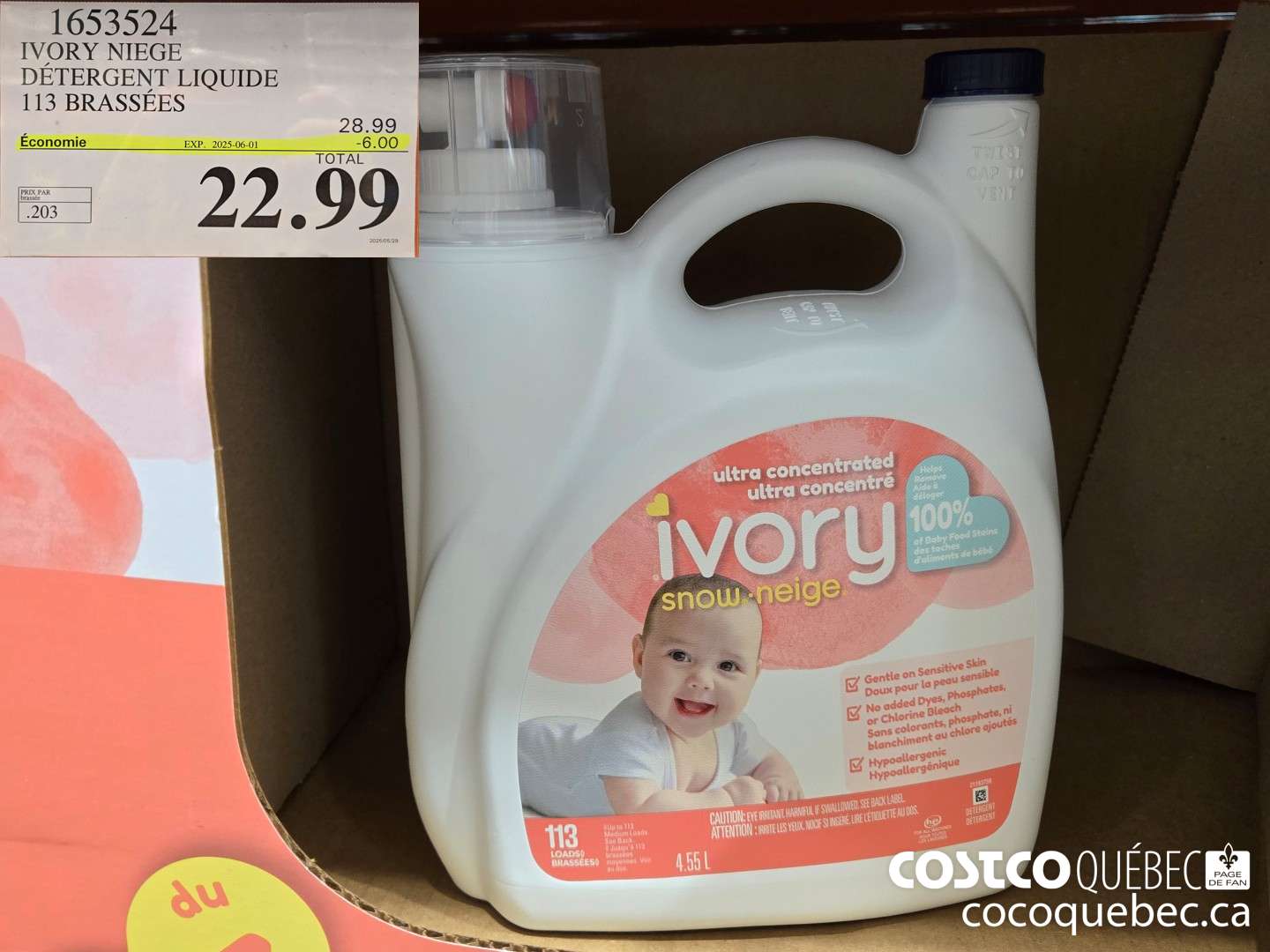 1653524 IVORY NIEGE _ DETERGENT LIQUIDE 113 BRASSES  ($6.00 INSTANT SAVINGS EXPIRES ON 2025-06-01) $22.99