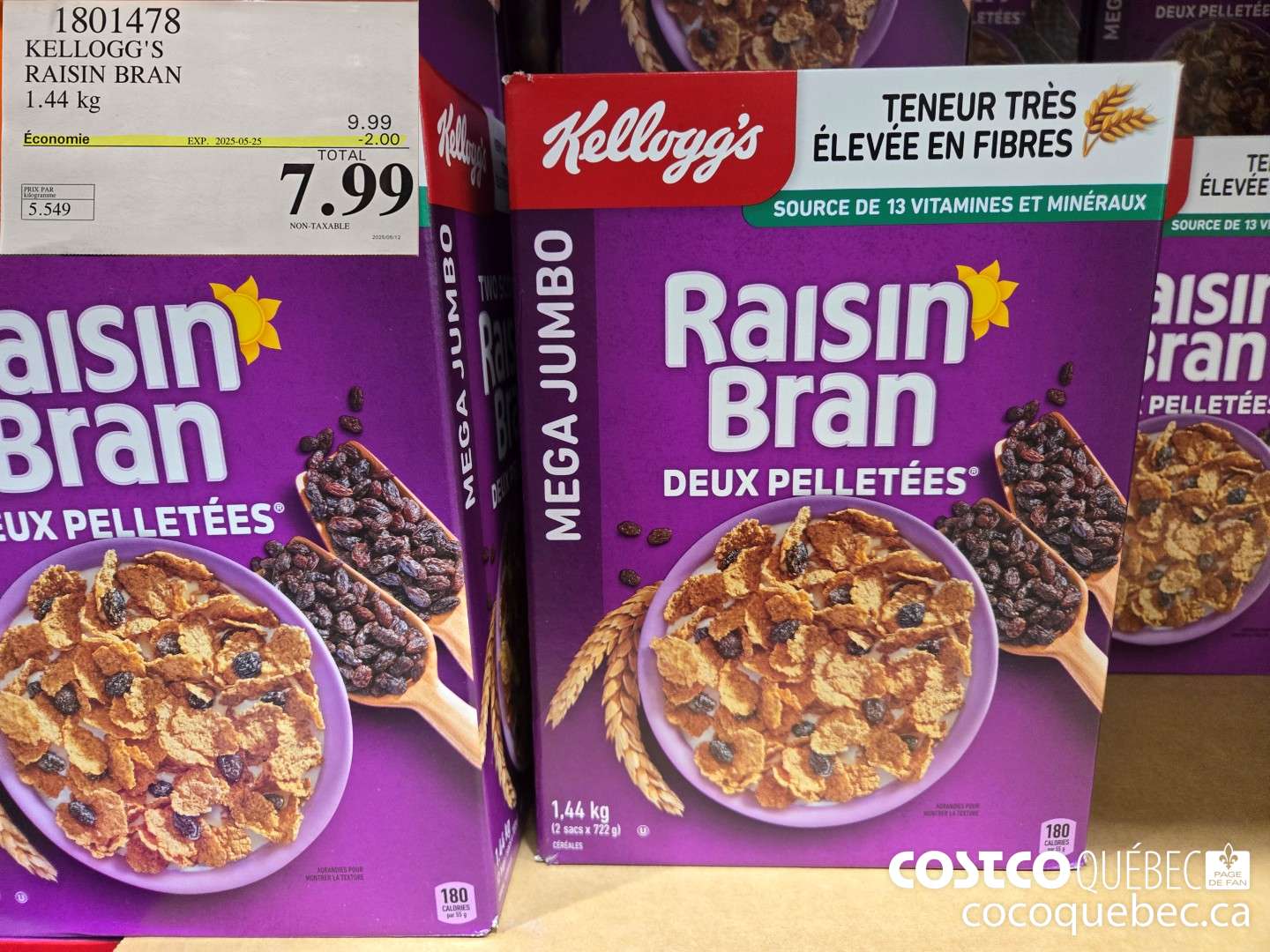 1801478 KELLOGG'S RAISIN BRAN 1.45 kG  ($2.00 INSTANT SAVINGS EXPIRES ON 2025-05-25) $7.99