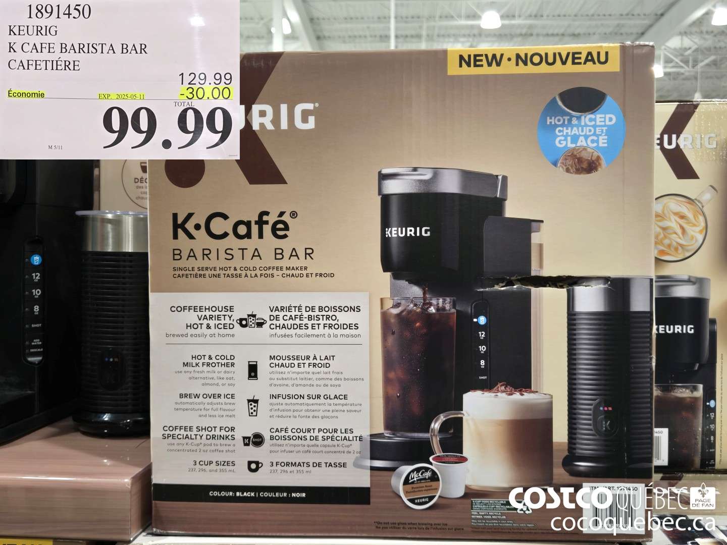 1891450 KEURIG K CAFE BAR’STA BAR CAFETIERE  ($30.00 INSTANT SAVINGS EXPIRES ON 2025-05-11) $99.99