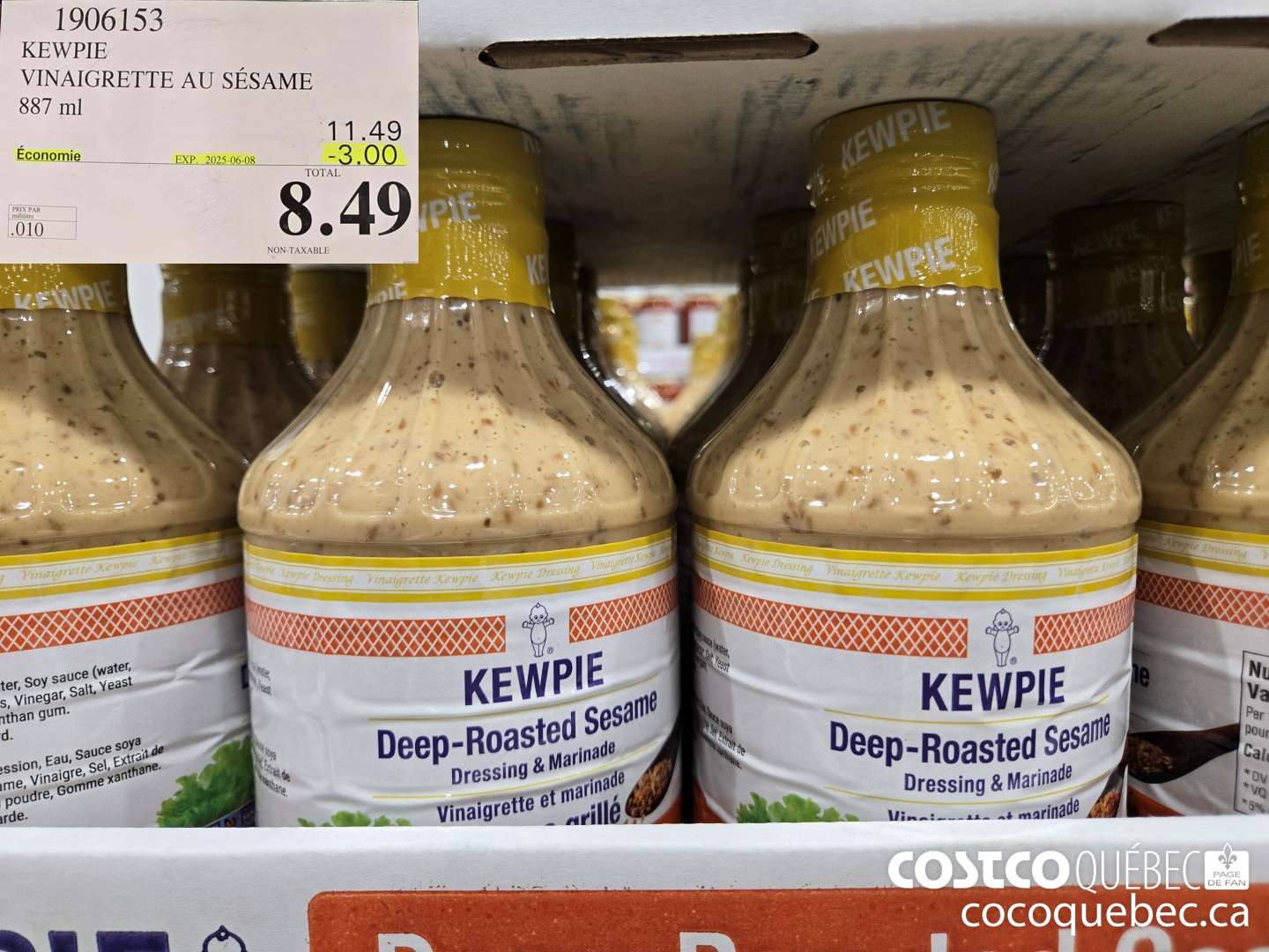 1906153 KEWPIE VINAIGRETTE AU SESAME 887 ml  ($3.00 INSTANT SAVINGS EXPIRES ON 2025-06-08) $8.49