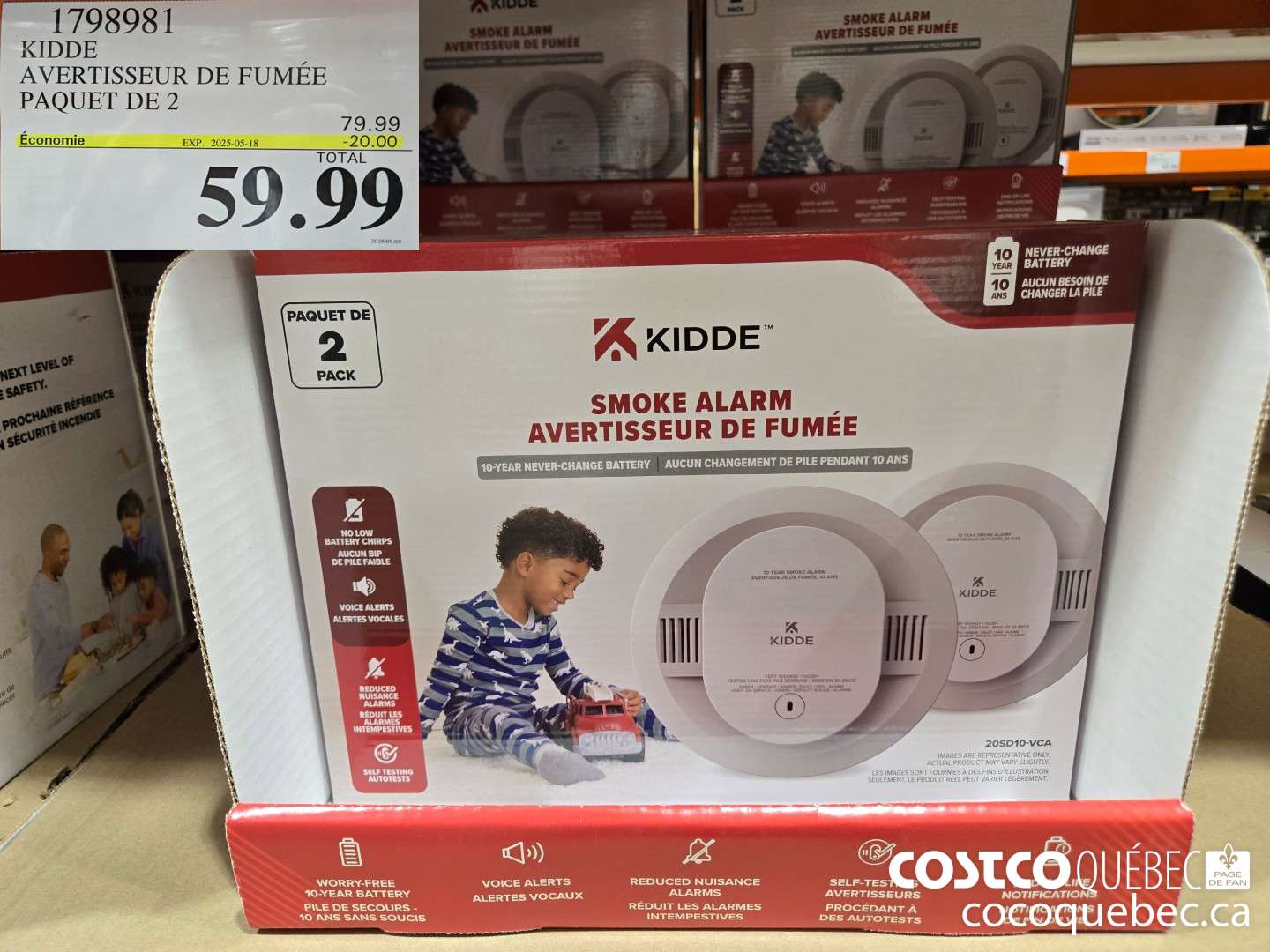 1798981 KIDDE AVERTISSEUR DE FUMEE PAQUET DE2  ($20.00 INSTANT SAVINGS EXPIRES ON 2025-05-18) $59.99