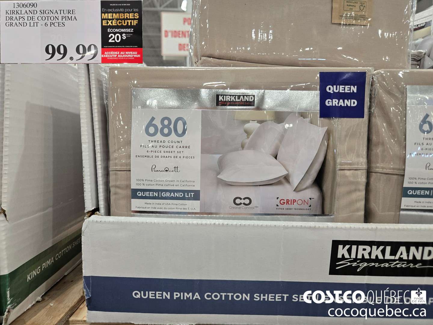 1306090 KIRKLAND SIGNATURE DRAPS DE COTON PIMA GRAND LIT - 6 PCES  ($20.00 INSTANT SAVINGS EXPIRES ON 2025-05-18) $99.99