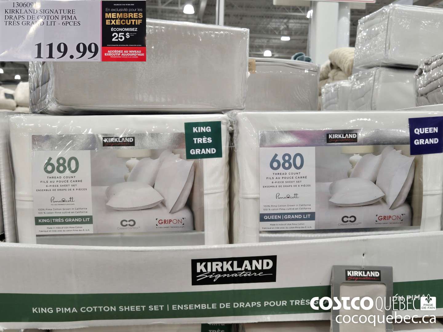 1306091 KIRKLAND SIGNATURE DRAPS DE COTON PIMA TReS GRAND LIT - 6PCES 25.00 OFF (EXPIRES ON 2025-05-18) $119.99
