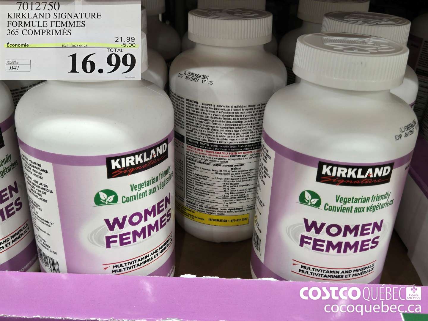 7012750 KIRKLAND SIGNATURE FORMULE FEMMES 365 COMPRIMES 5.00 OF  (EXPIRES ON 2025-05-25) $16.99