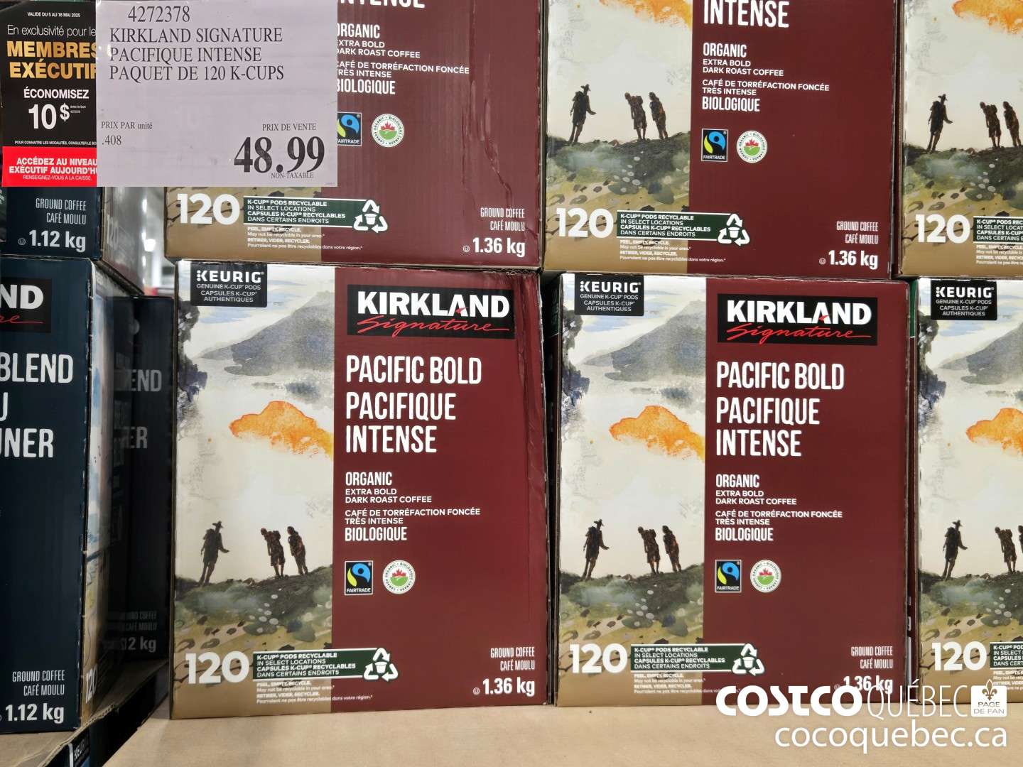 4272378 KIRKLAND SIGNATURE PACIFIQUE INTENSE PAQUET DE 120 K-CUPS ($10.00 INSTANT SAVINGS EXPIRES ON 2025-05-18) $38.99