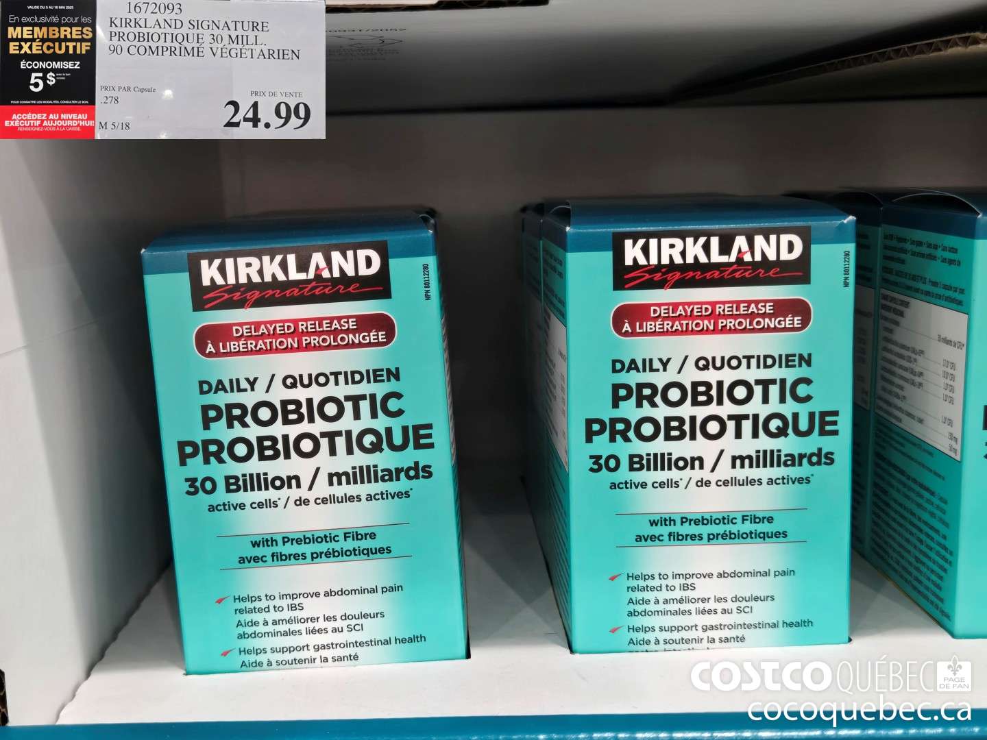 1672093 KIRKLAND SIGNATURE PROBIOTIQUE 90 COMPRIME  $24.99