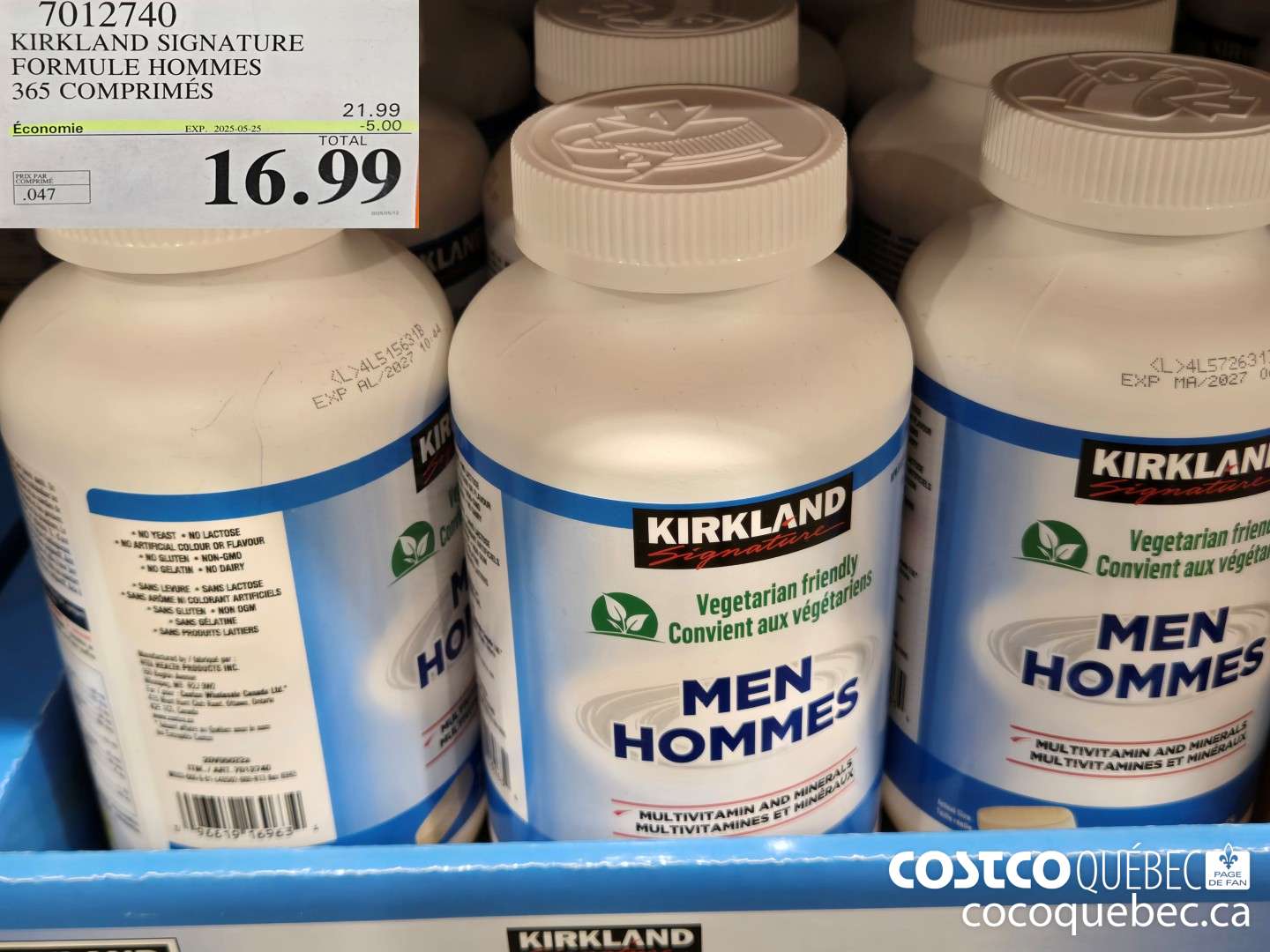 7012740 KIRKLAND SIGNATURE FORMULE HOMMES VIT 365 COMPRIMES  ($5.00 INSTANT SAVINGS EXPIRES ON 2025-05-25) $16.99