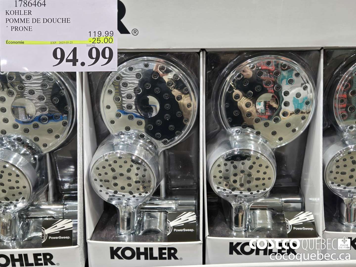 1786464 KOHLER POMME DE DOUCHE ~ PRONE  ($25.00 INSTANT SAVINGS EXPIRES ON 2025-05-25) $94.99