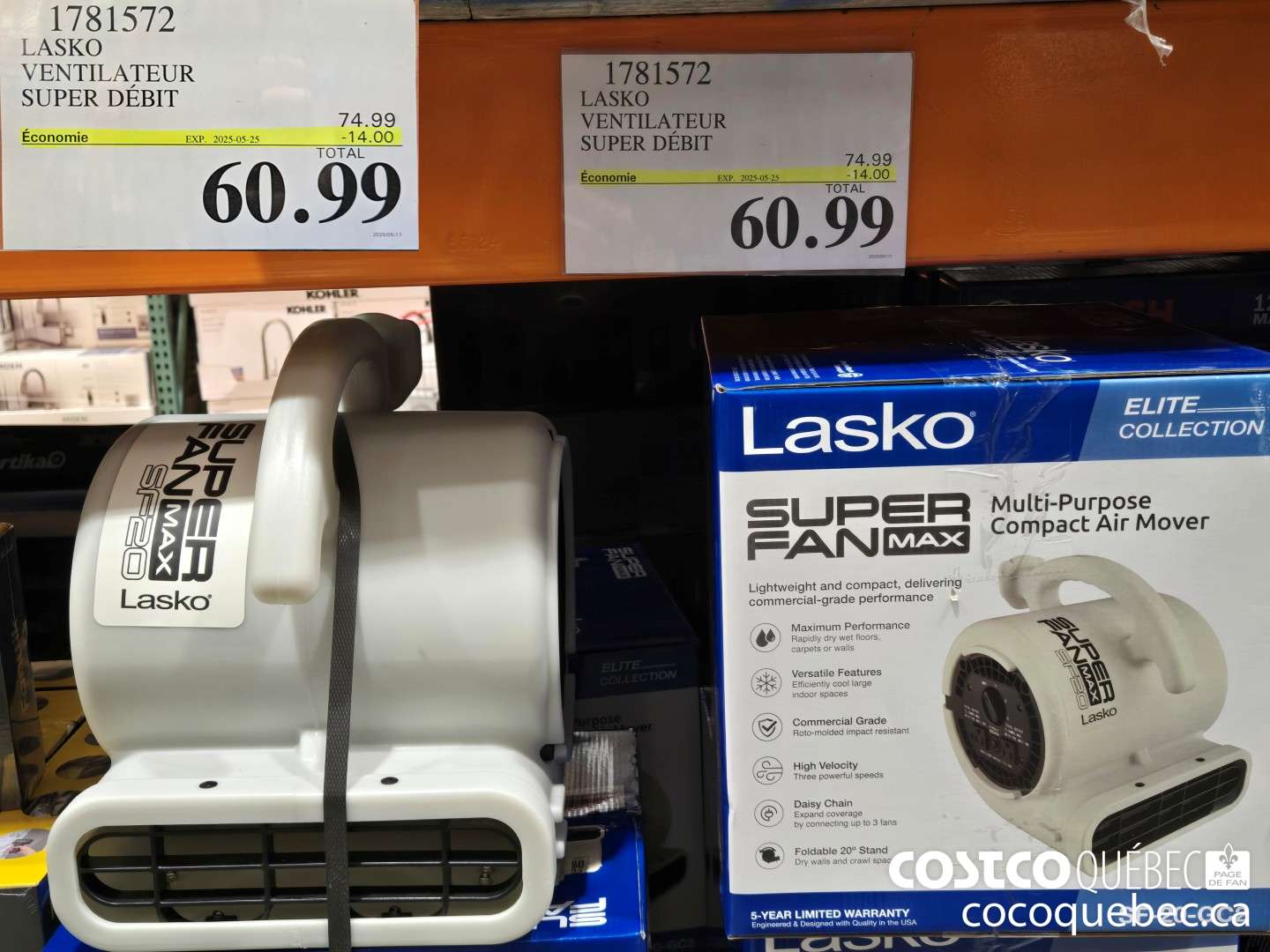 1781572 LASKO VENTILATEUR SUPER DEBIT  ($14.00 INSTANT SAVINGS EXPIRES ON 2025-05-25) $60.99