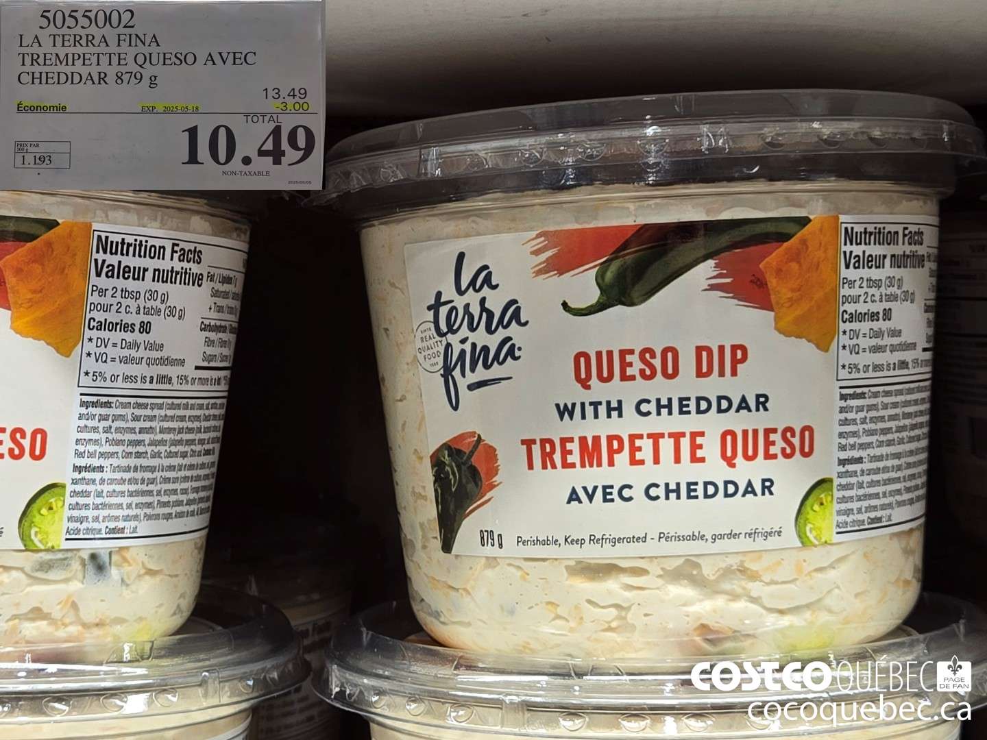 5055002 LA TERRA FINA TREMPETTE QUESO AVEC CHEDDAR 879 g  ($3.00 INSTANT SAVINGS EXPIRES ON 2025-05-18) $10.49