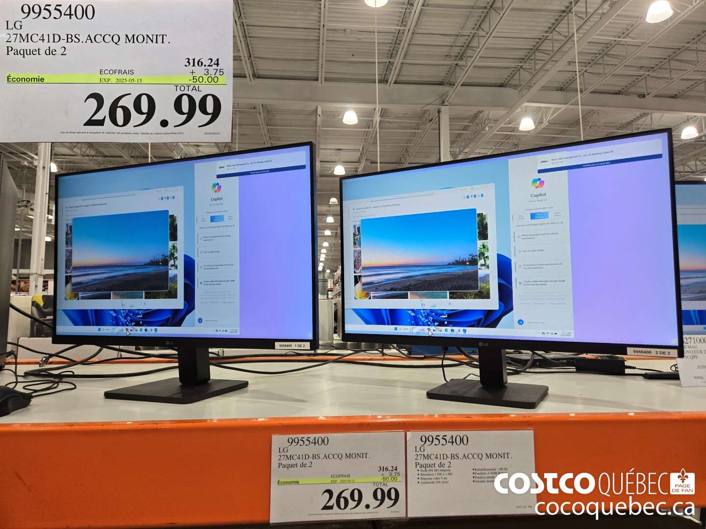 9955400 LG Paquet de 2  ($50.00 INSTANT SAVINGS EXPIRES ON 2025-05-15) $269.99