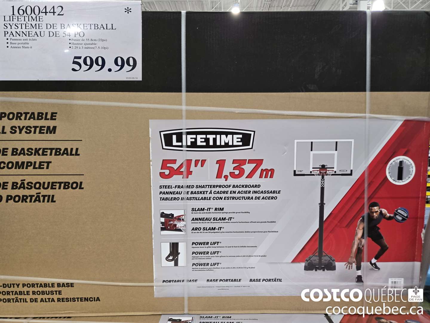 1600442 LIFETIME SYSTEME DE BASKETBALL PANNEAU DE 54 PO  $599.99
