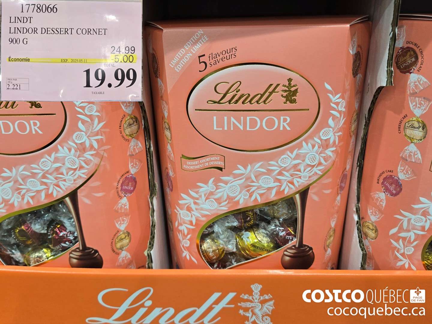 1778066 LINDT LINDOR DESSERT CORNET  ($5.00 INSTANT SAVINGS EXPIRES ON 2025-05-11) $19.99