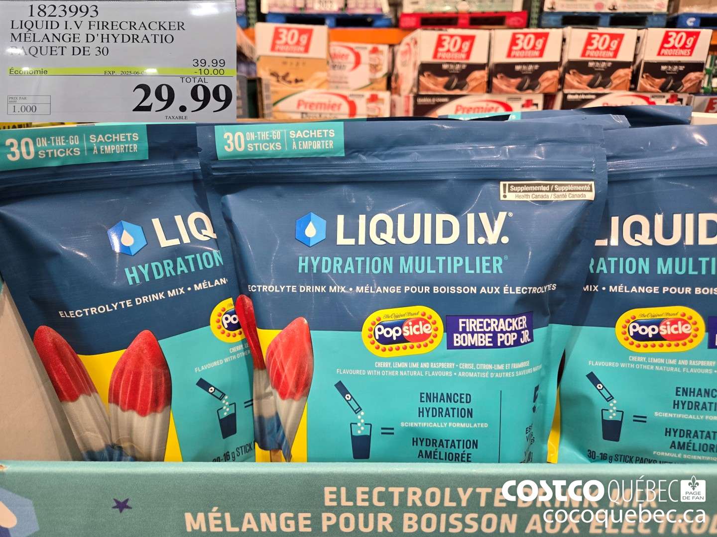 1823993 LIQUID I.V FIRECRACKER MELANGE D'HYDRATION PAQUET DE 30  ($10.00 INSTANT SAVINGS EXPIRES ON 2025-06-08) $29.99