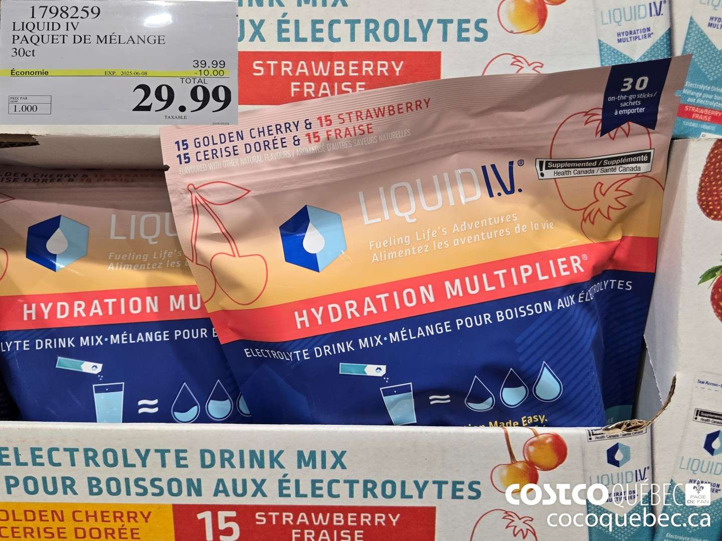 798259 LIQUID IV PAQUET DE MELANGE 30ct  ($10.00 INSTANT SAVINGS EXPIRES ON 2025-06-08) $29.99