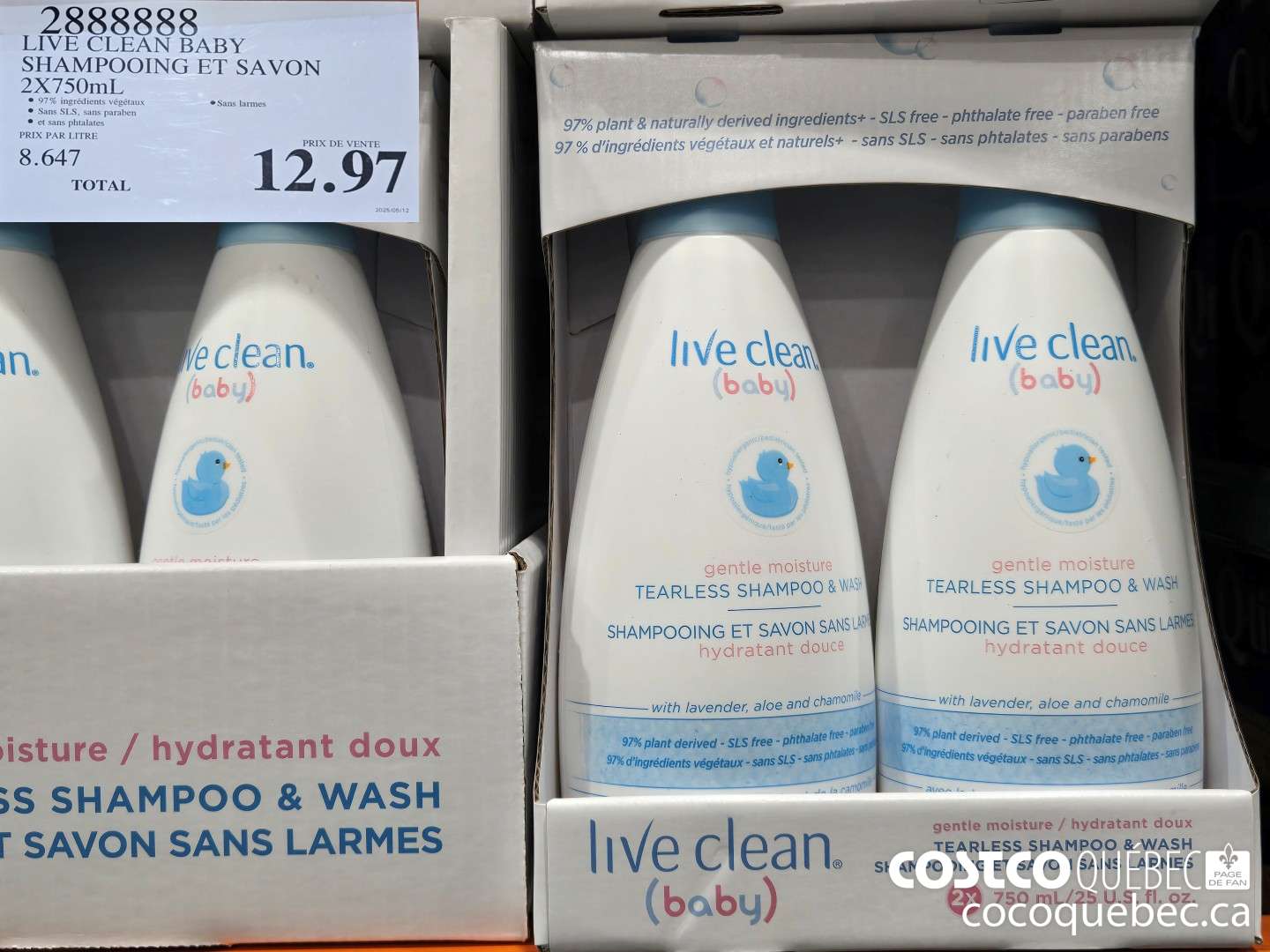 2888888 LIVE CLEAN BABY SHAMPOOING ET SAVON  $12.97