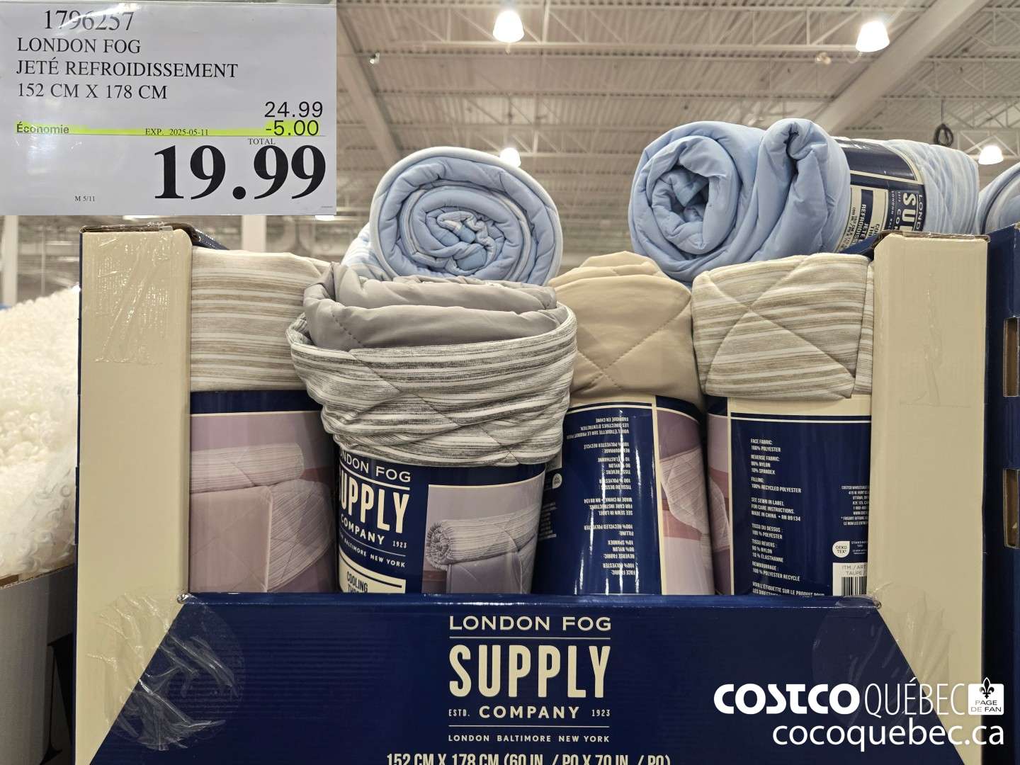 1796257 LONDON FOG JETE REFROIDISSEMENT 152 CM X 178 CM  ($5.00 INSTANT SAVINGS EXPIRES ON 2025-05-11) $19.99