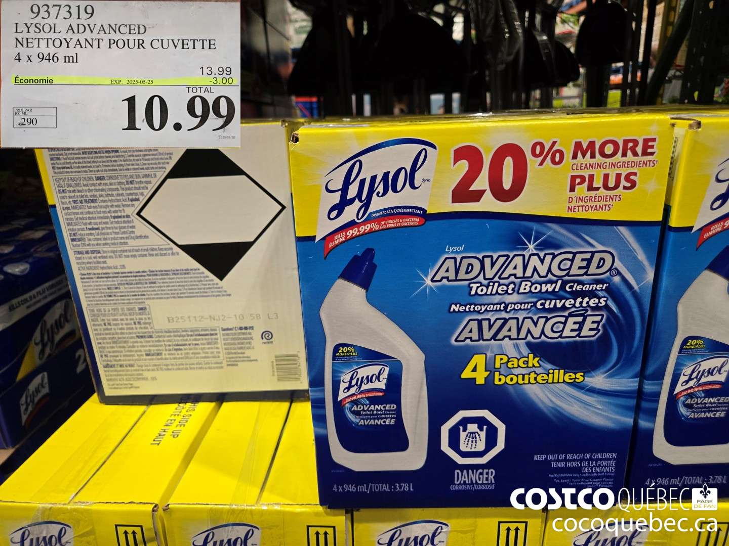 937319 LYSOL ADVANCED NETTOYANT POUR CUVETTE 4 x 946 ml  ($3.00 INSTANT SAVINGS EXPIRES ON 2025-05-25) $10.99