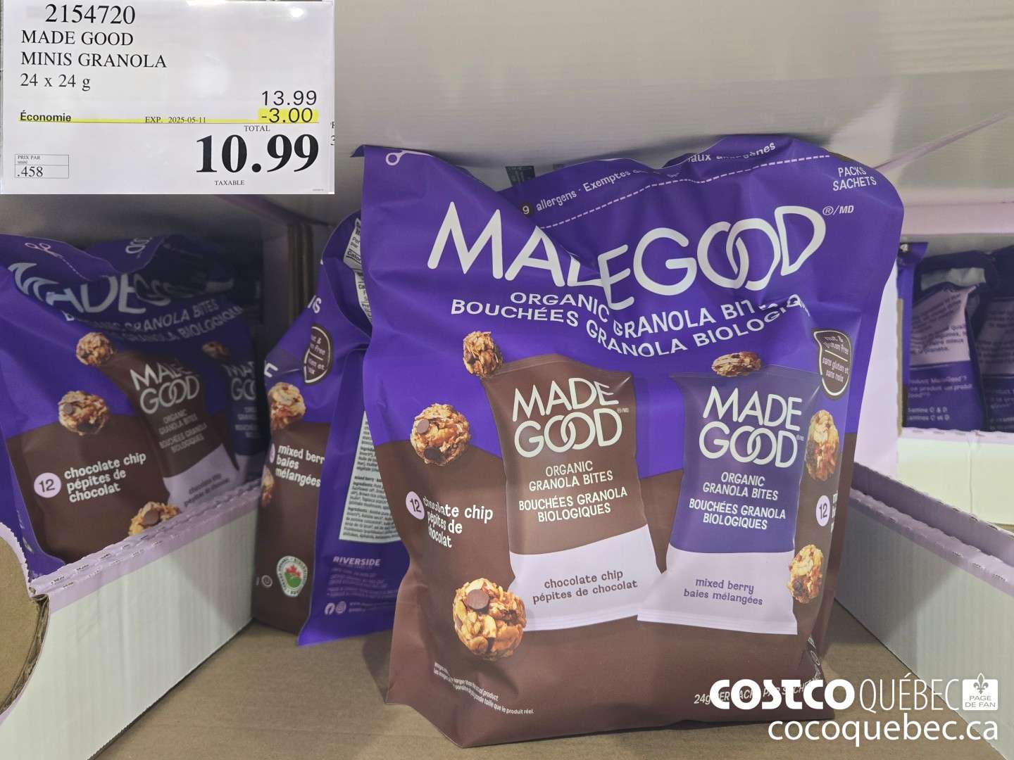 2154720 MADE GOOD MINIS GRANOLA 24 x 24 g  ($3.00 INSTANT SAVINGS EXPIRES ON 2025-05-11) $10.99