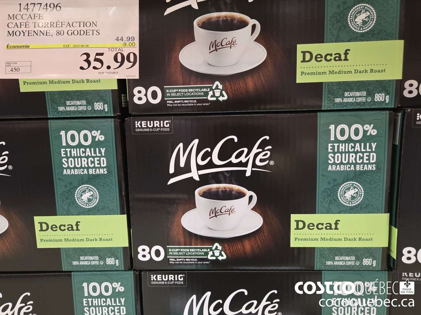 1477496 MCCAFE CAFE TORREFACTION MOYENNE, 80 GODETS  ($9.00 INSTANT SAVINGS EXPIRES ON 2025-06-08) $35.99
