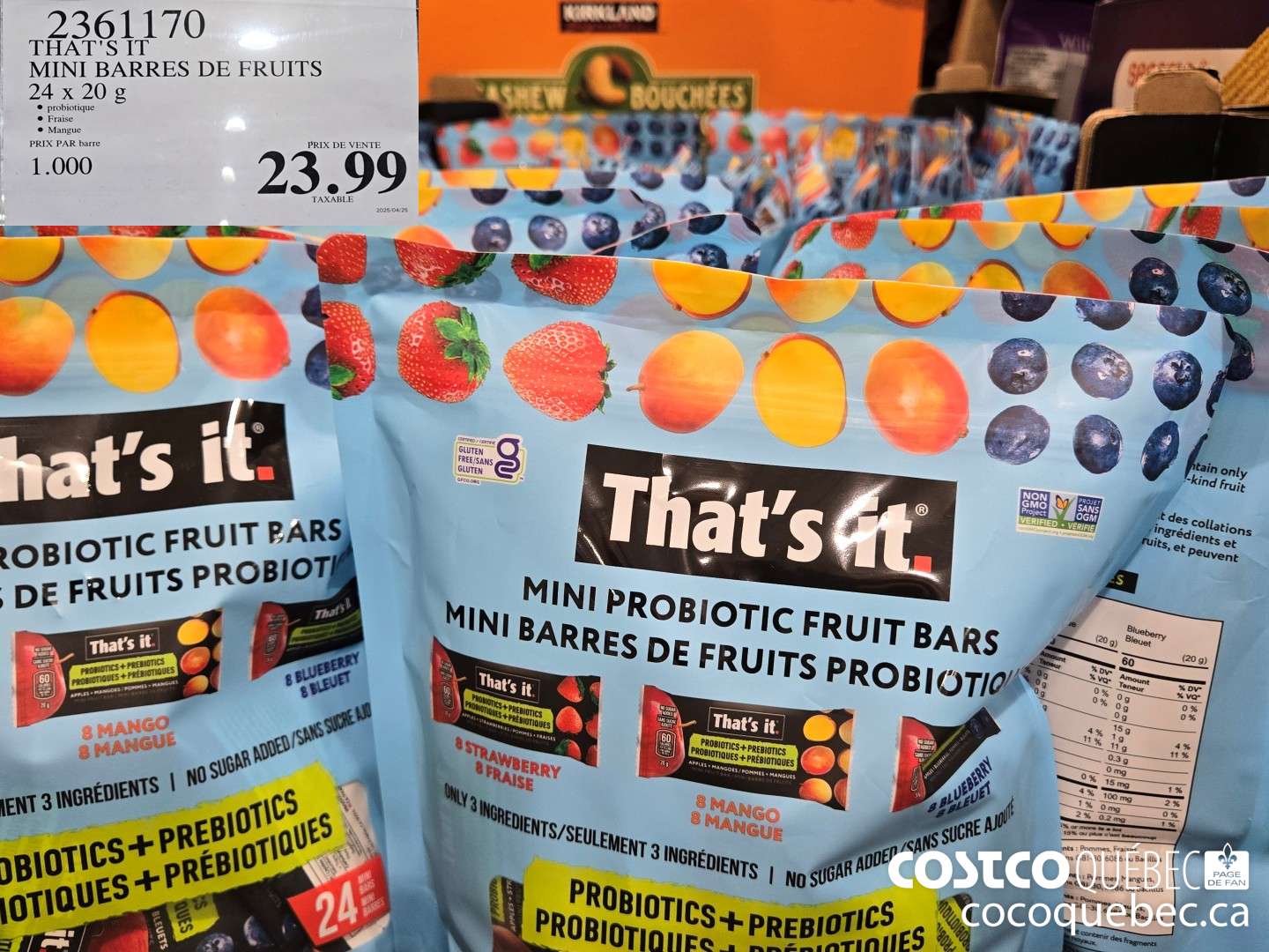 2361170 MINI BARRES DE FRUITS 24 x 20 g  $23.99