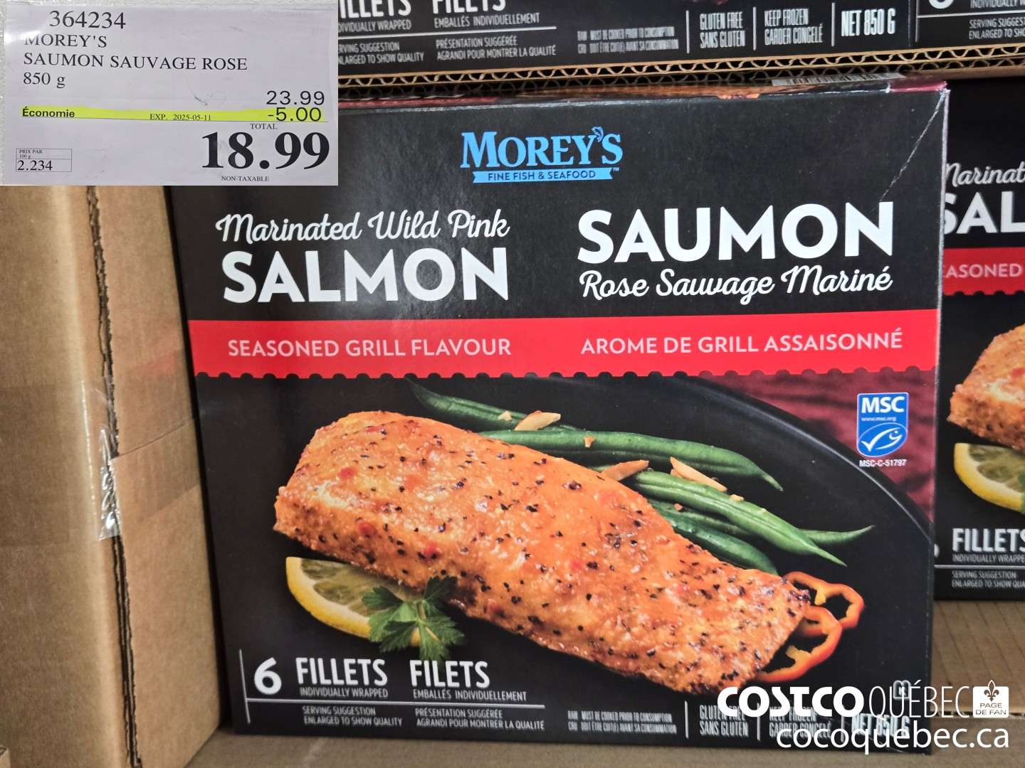 364234 MOREY'S SAUMON SAUVAGE ROSE 850 g ($5.00 INSTANT SAVINGS EXPIRES ON 2025-05-11) $18.99