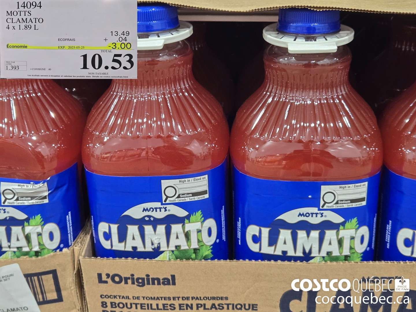 14094 MOTTS CLAMATO 4x 1.89 L  ($3.00 INSTANT SAVINGS EXPIRES ON 2025-05-25) $10.53
