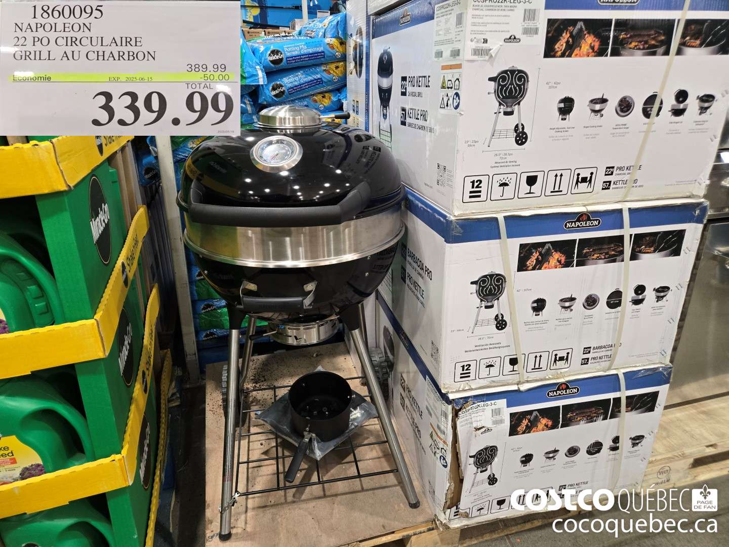1860095 NAPOLEON 22 PO CIRCULAIRE GRILL AU CHARBON  ($50.00 INSTANT SAVINGS EXPIRES ON 2025-06-15) $399.99