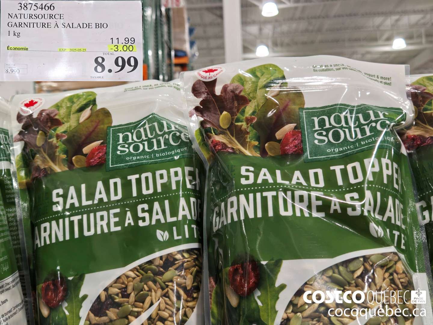 3875466 NATURESOURCE GARNITURE a SALADE BIO 1 kg  ($3.00 INSTANT SAVINGS EXPIRES ON 2025-05-25) $8.99