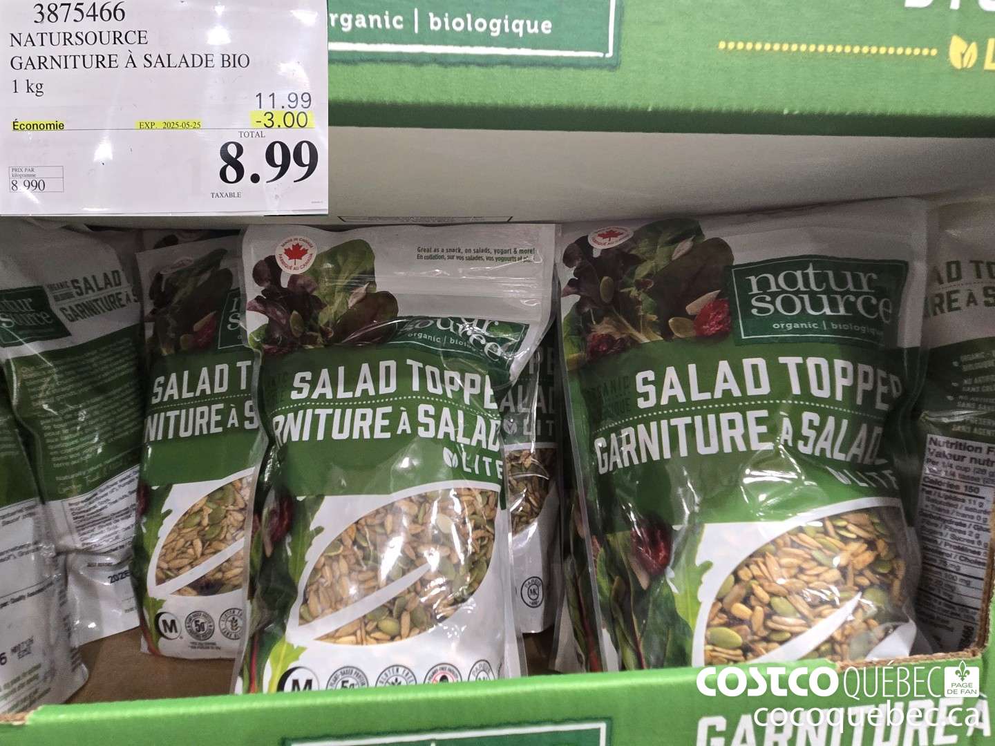 3875466 NATURESOURCE GARNITURE a SALADE BIO 1 kg  ($3.00 INSTANT SAVINGS EXPIRES ON 2025-05-25) $8.99