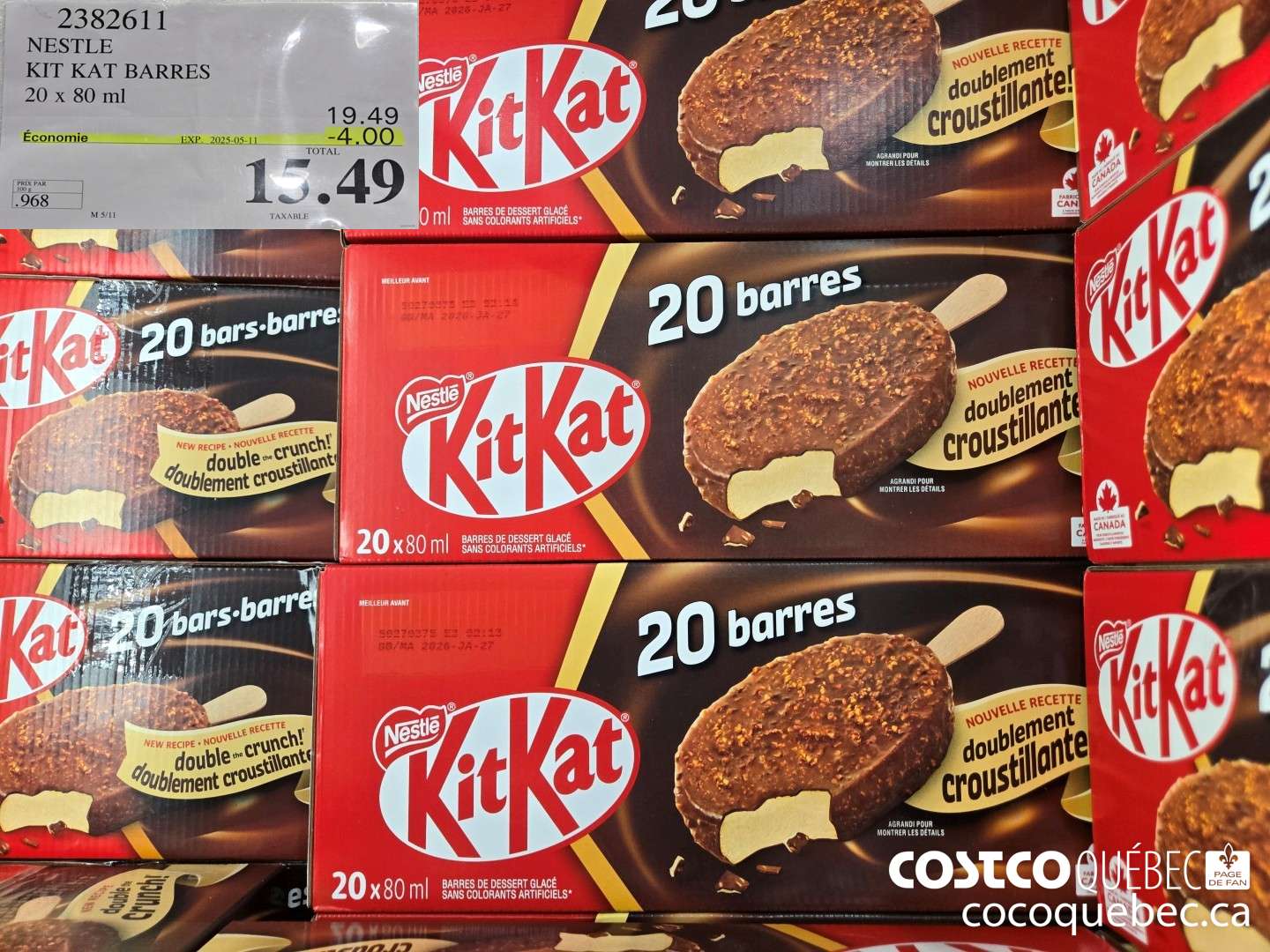 2382611 NESTLE KI IT-KAT BARRES 20 x 80 ml  ($4.00 INSTANT SAVINGS EXPIRES ON 2025-05-11) $15.99