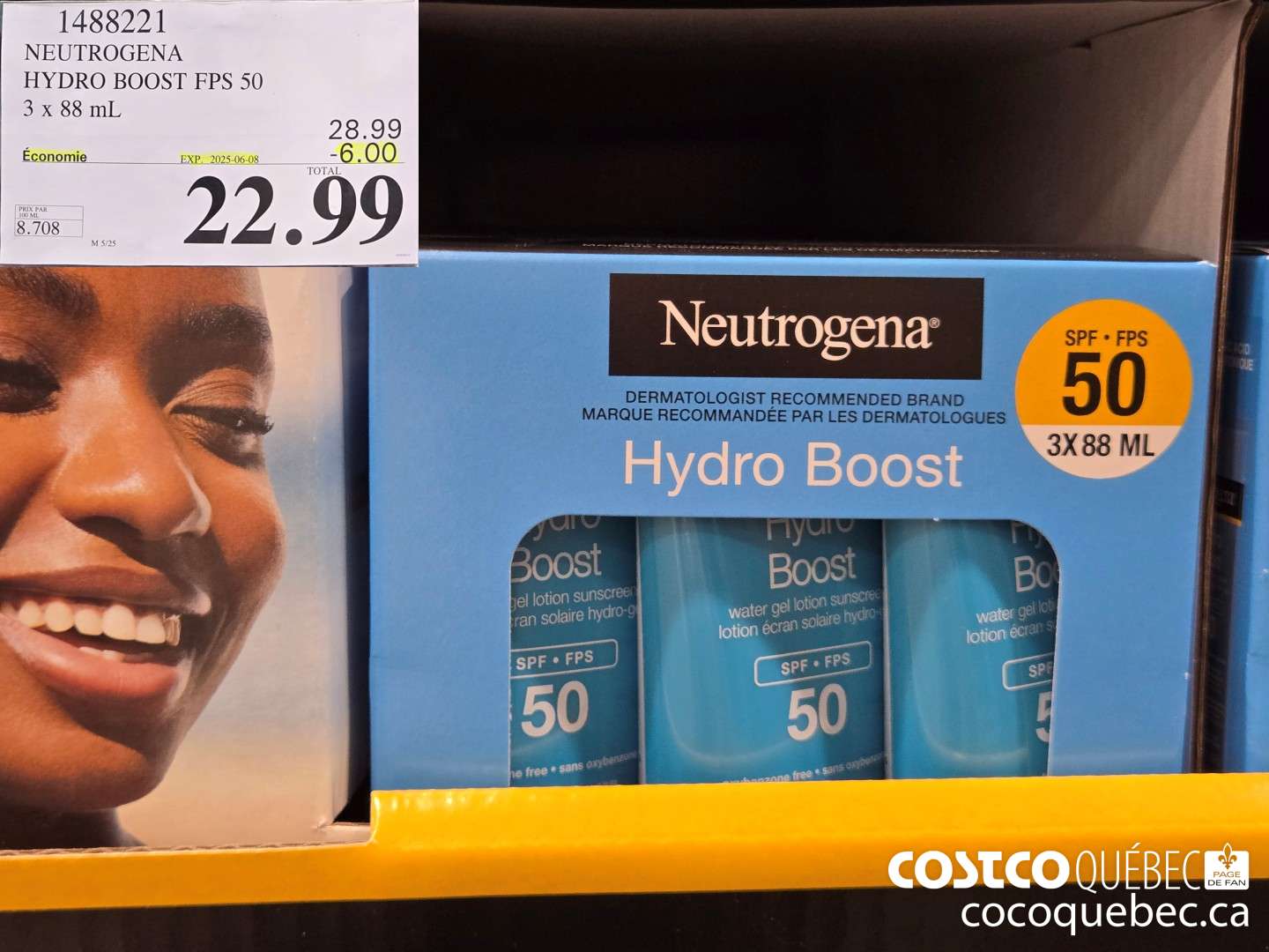 1488221 NEUTROGENA HYDRO BOOST FPS 50 3 x 88 mL  ($6.00 INSTANT SAVINGS EXPIRES ON 2025-06-08) $22.99