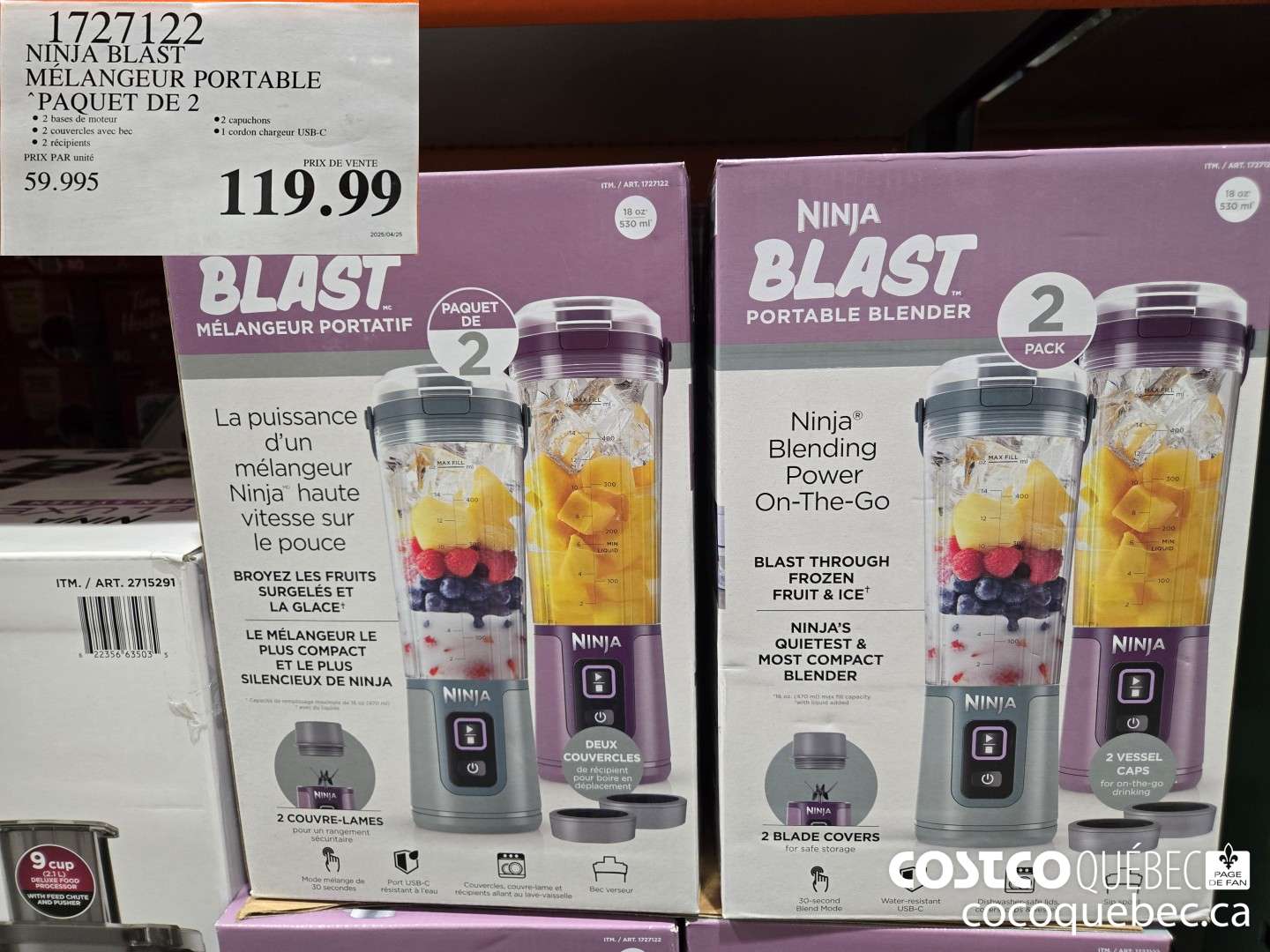 1727122 NINJA BLAST MELANGEUR PORTABLE PAQUET DE 2  $119.99