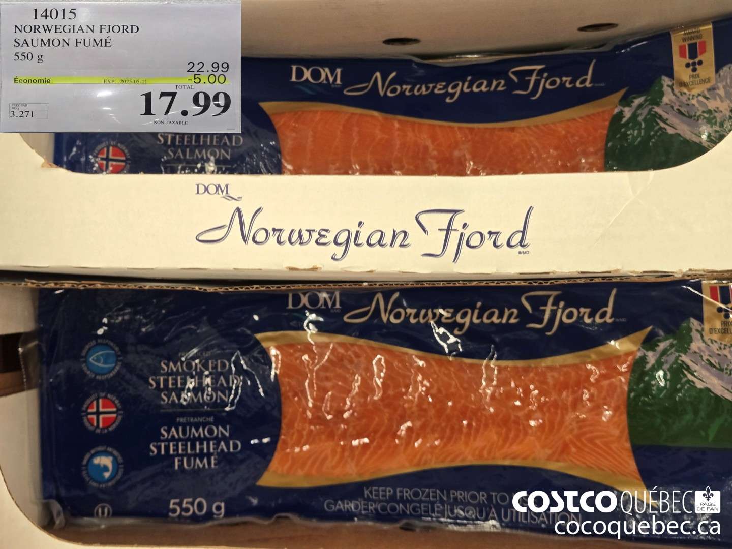 14015 NORWEGIAN FJORD SAUMON FUME 550 g ($5.00 INSTANT SAVINGS EXPIRES ON 2025-05-11) $17.99