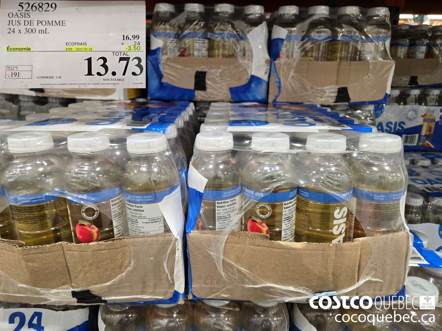 526829 OASIS JUS DE POMME ($4.00 INSTANT SAVINGS EXPIRES ON 2025-05-18) $13.73