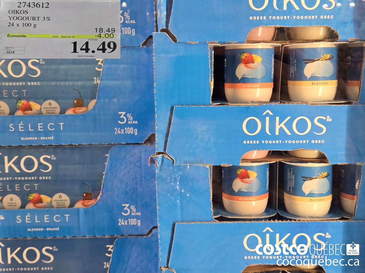 2743612 OIKOS YOGURT 3% 24x 100 g  ($4.00 INSTANT SAVINGS EXPIRES ON 2025-03-18) $14.49