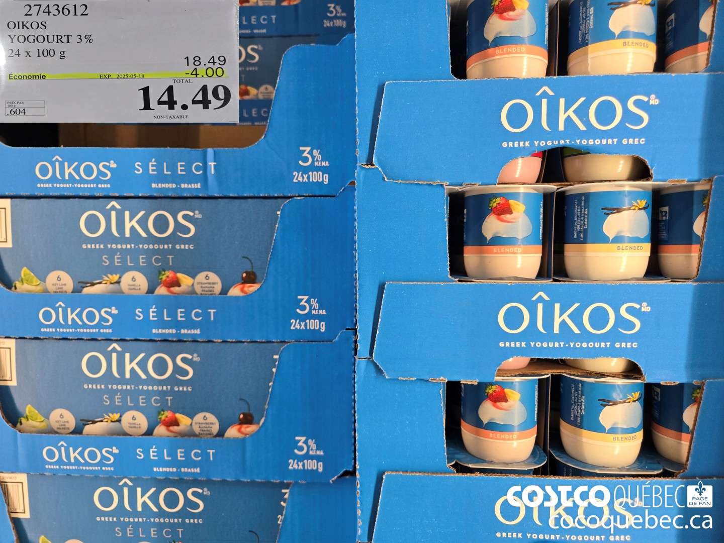 2743612 OIKOS YOGURT 3% 24x 100 g  ($4.00 INSTANT SAVINGS EXPIRES ON 2025-05-18) $14.49